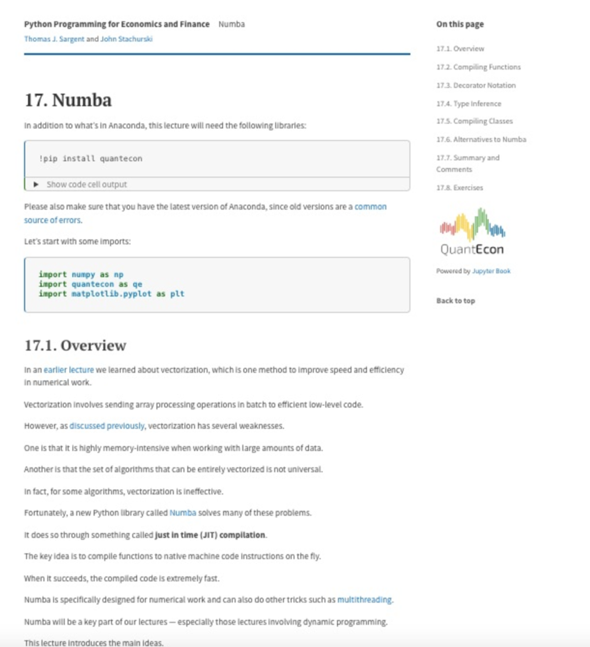 Numba - ITs an essay - Python Programming for Economics and Finance ...