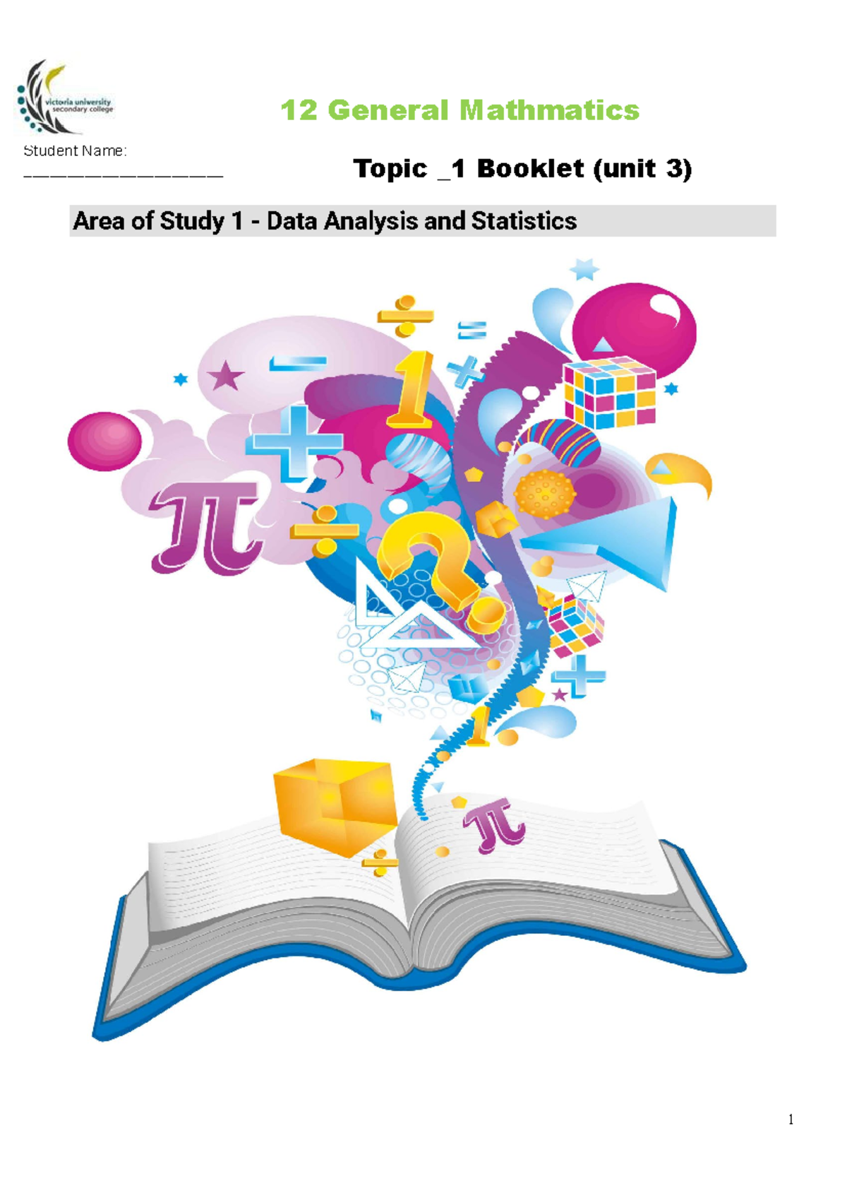 VCE General Mathematics Unit 3: Data Analysis & Statistics Topic 1A ...