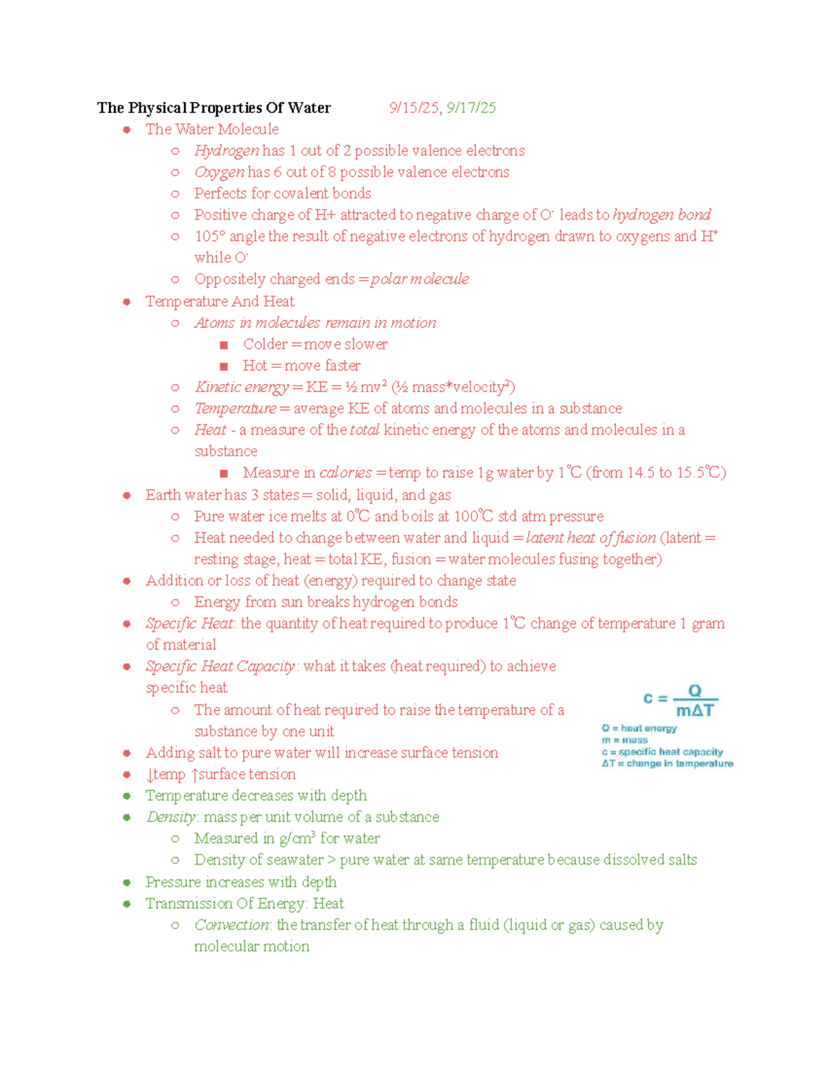Marine Science Exam 2 Notes: Physical & Chemical Ocean Properties - Studocu