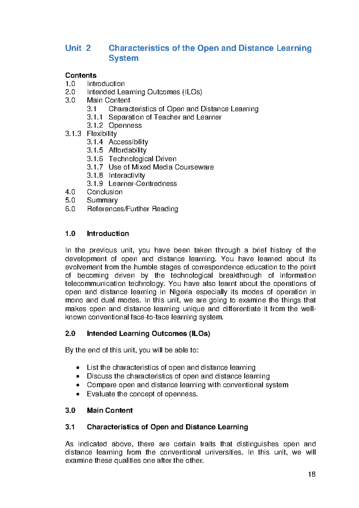 Gst807 - Characteristics of Open and Distance Learning System - Studocu