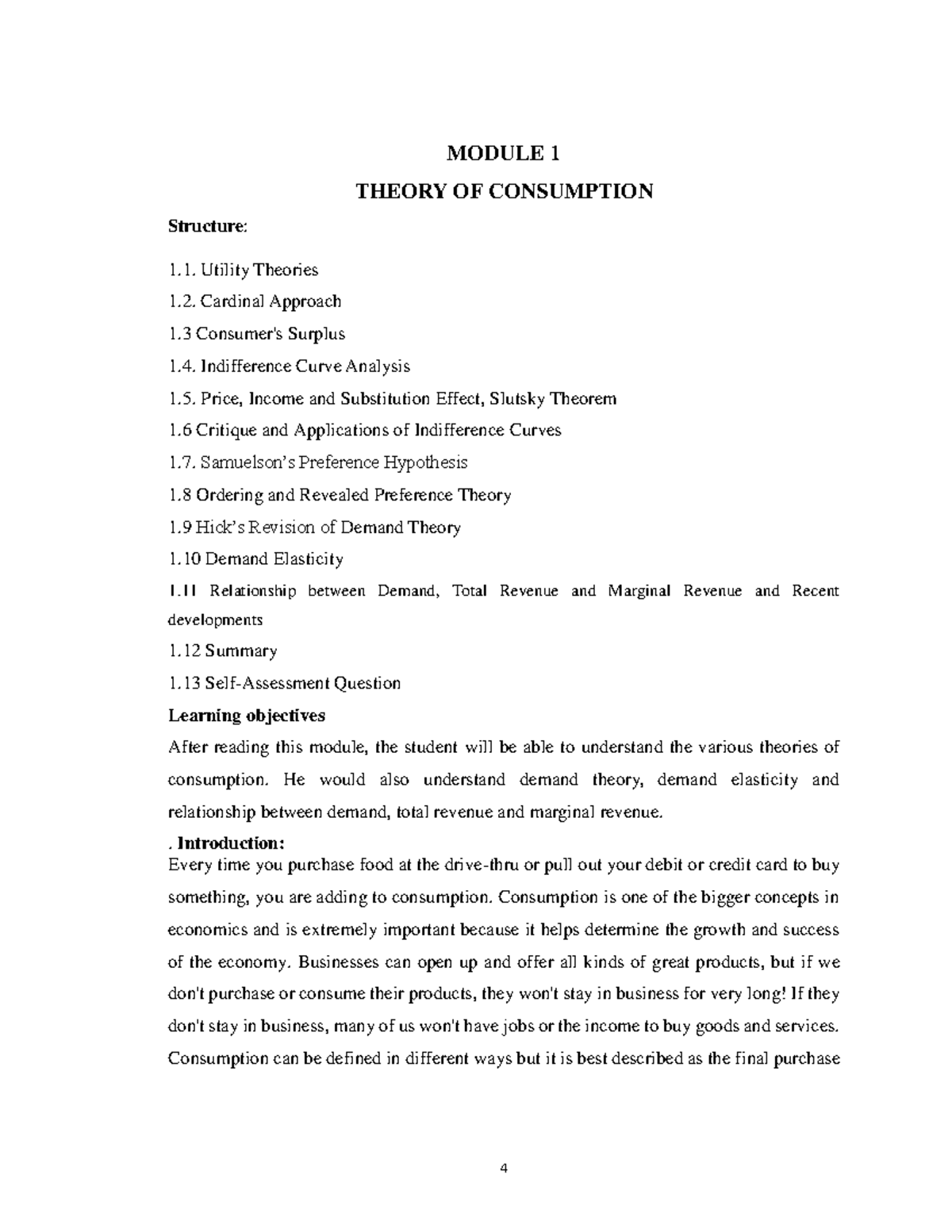 Theory of Consumption (ECON 101) - Lecture Notes and Insights - Studocu