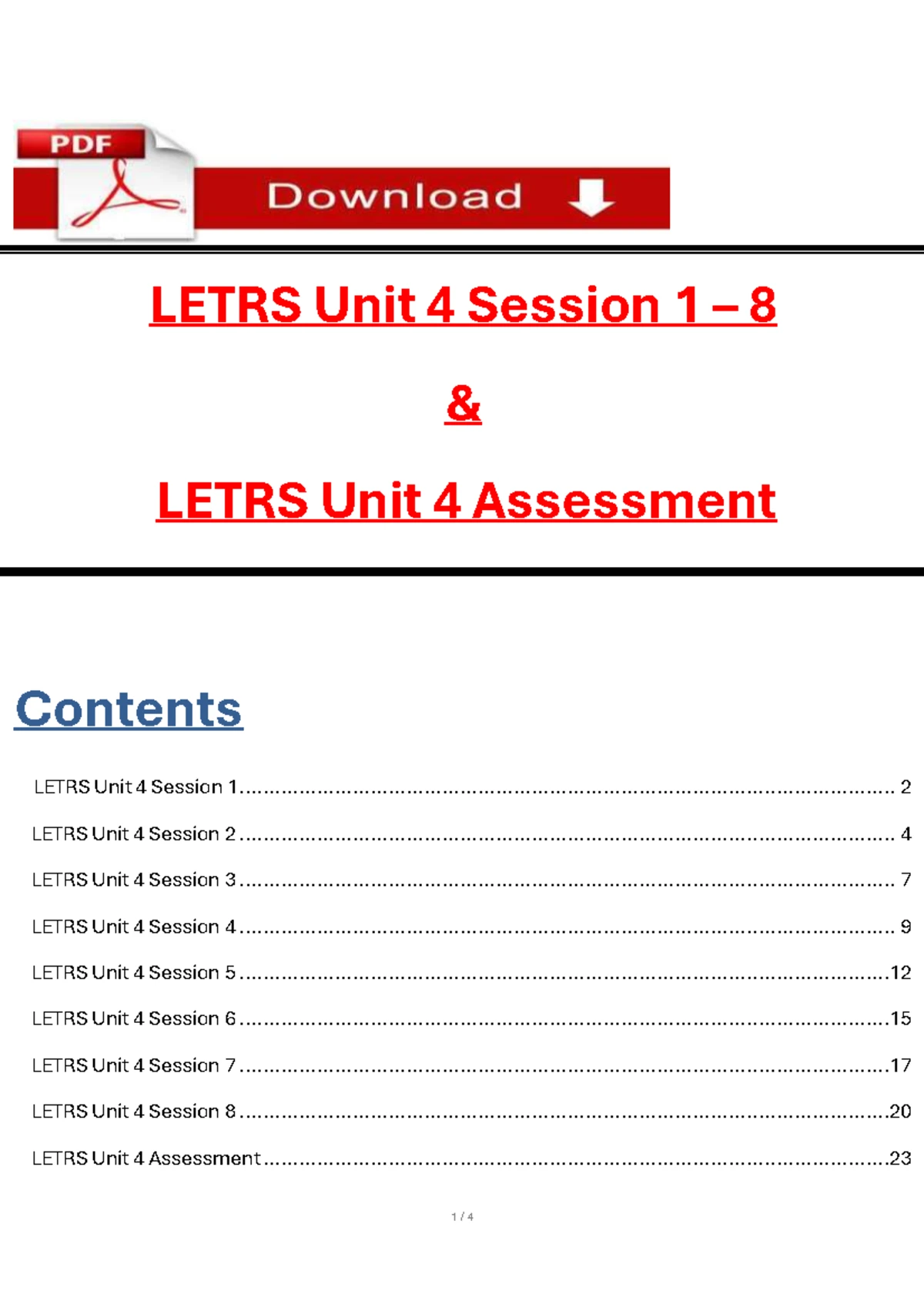LETRS Unit 5 Final Exam: Vocabulary and Comprehension Insights - Studocu
