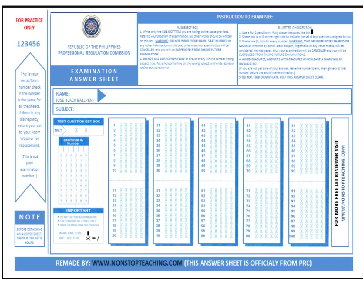 Scantron Instructions for Exam - Practice Only - Studocu