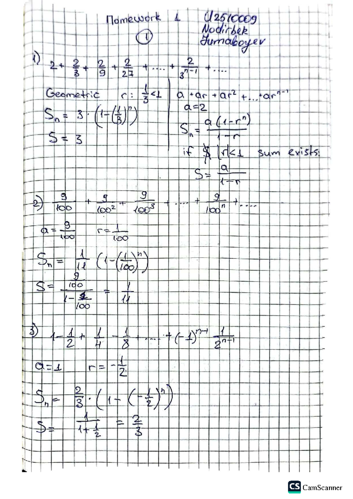 Homework 1 U2510009: Geometric Series and Convergence Analysis - Studocu