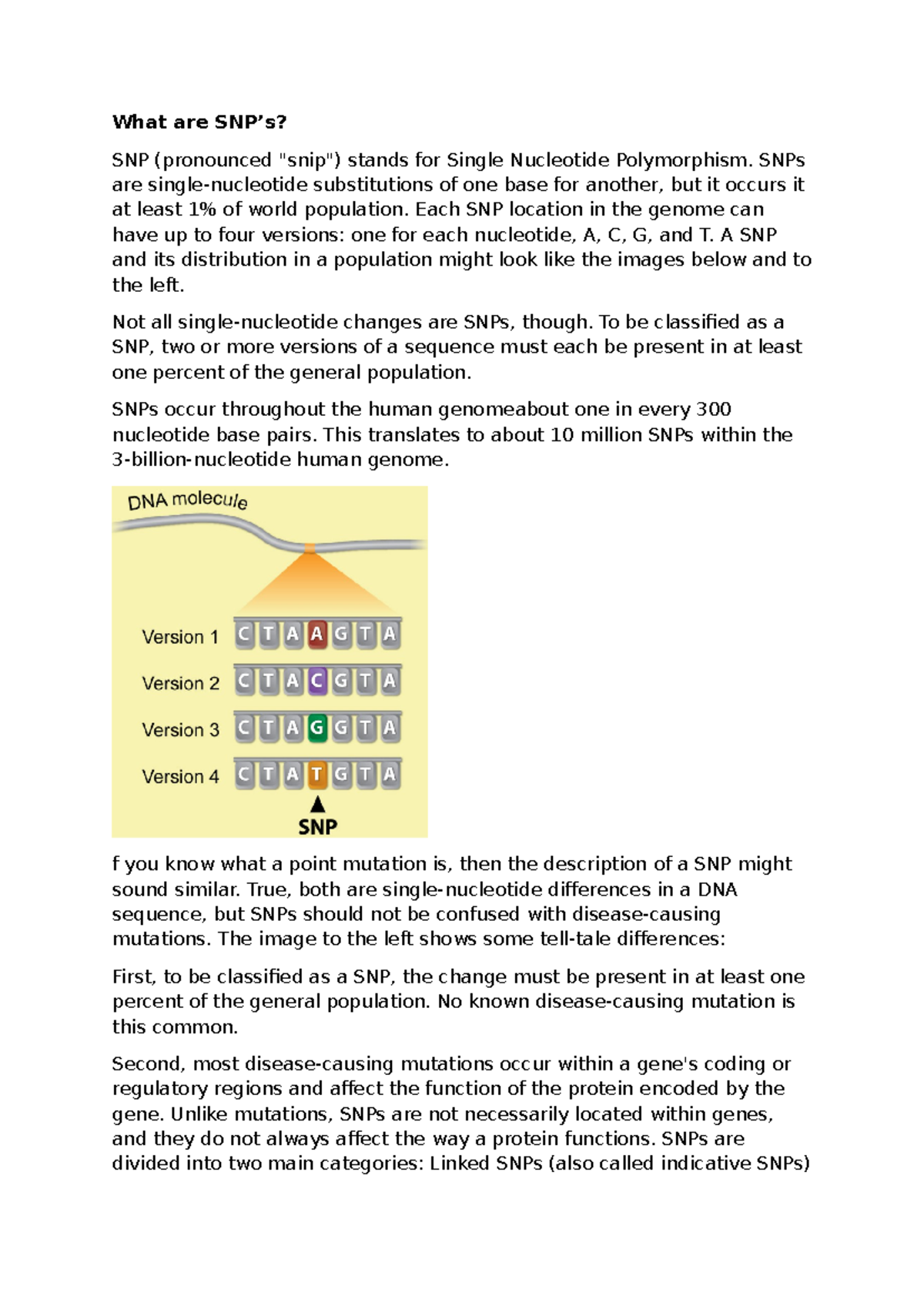 SNPs and CRISPR: Key Concepts and Implications - Class Notes - Studocu