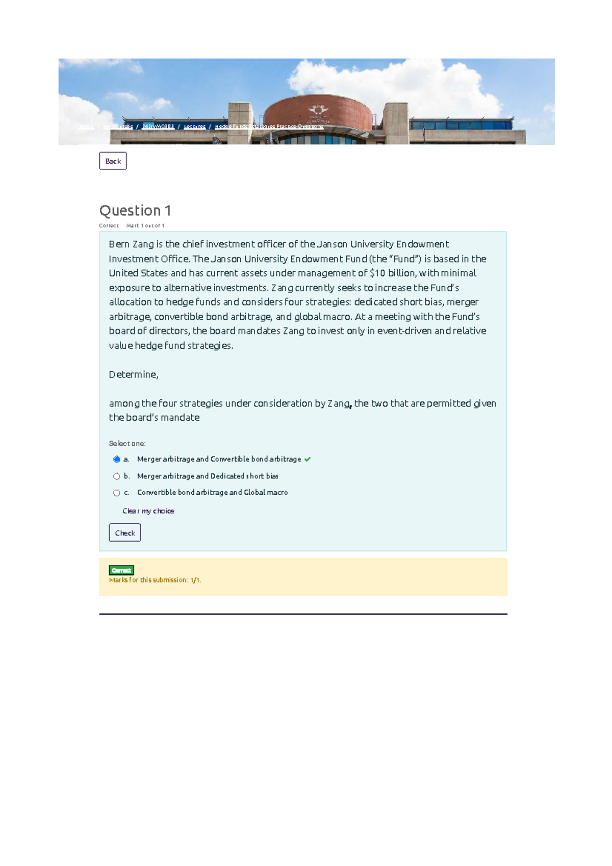 Hedge Funds Strategies Practice Questions 242IVM03B3 Lectures - Studocu