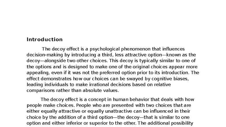 Cognitive Psych: Understanding the Decoy Effect in Decision Making ...