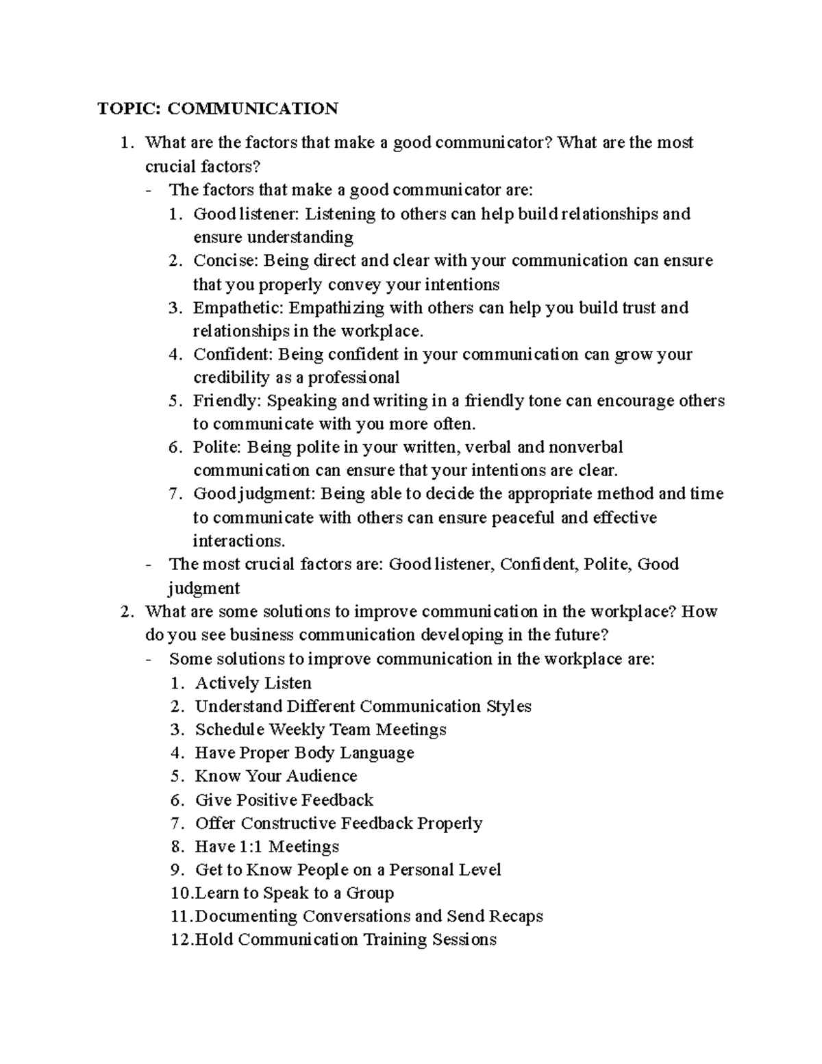 Enm401-speaking - ruhdfdfvxc - TOPIC: COMMUNICATION What are the ...