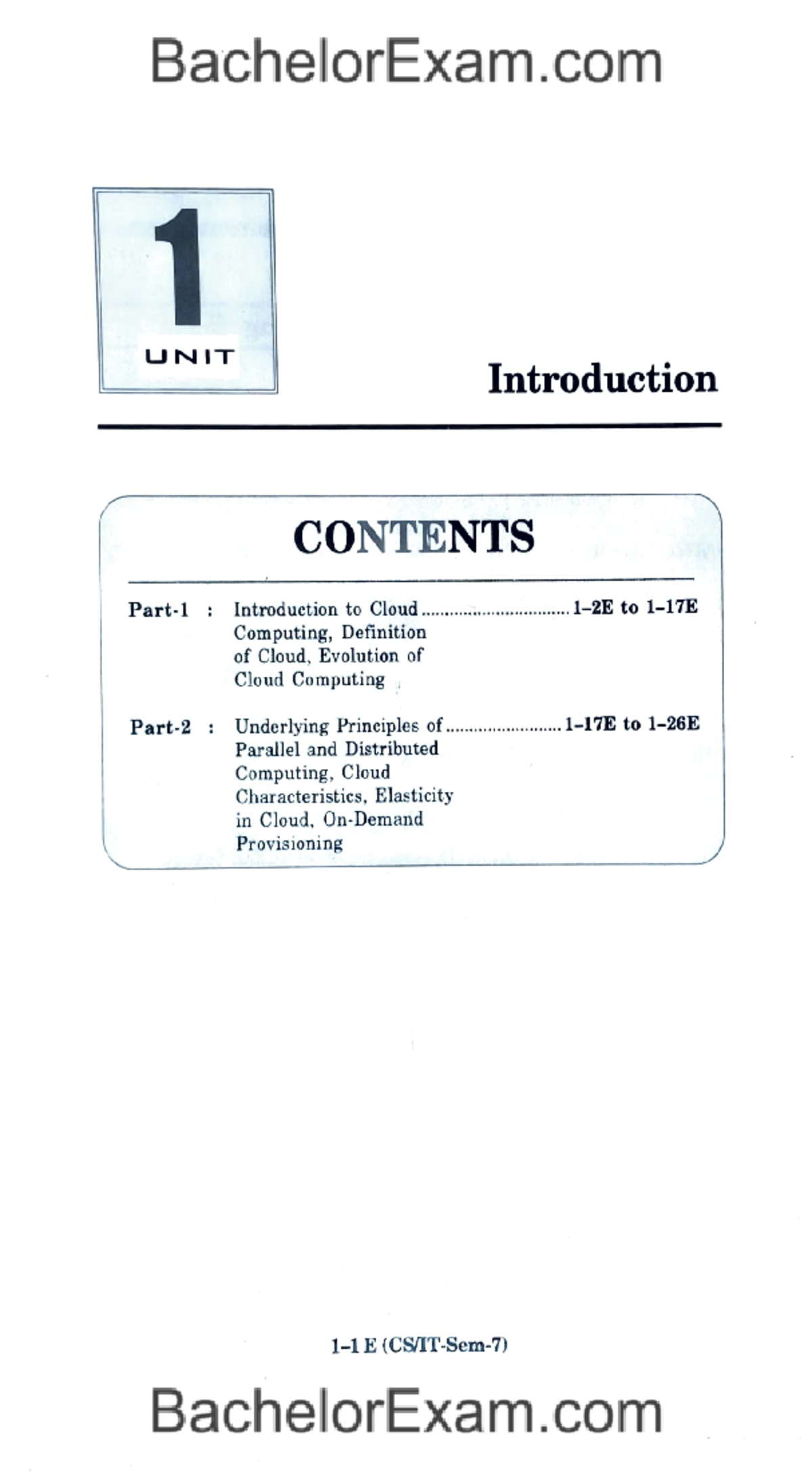 Cloud Computing Quantum - 1 UNIT CONTENTS Part-1 : Introduction to ...