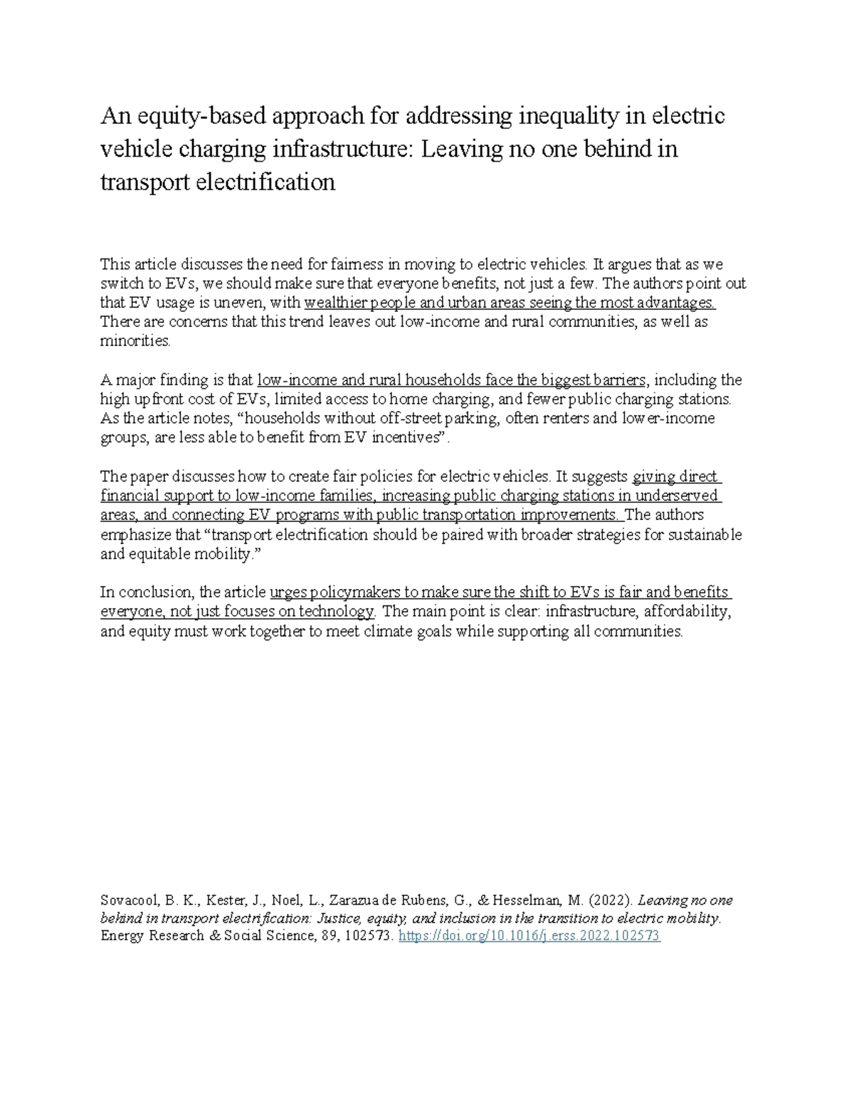 Equity in EV Charging Infrastructure: Addressing Inequality in ...