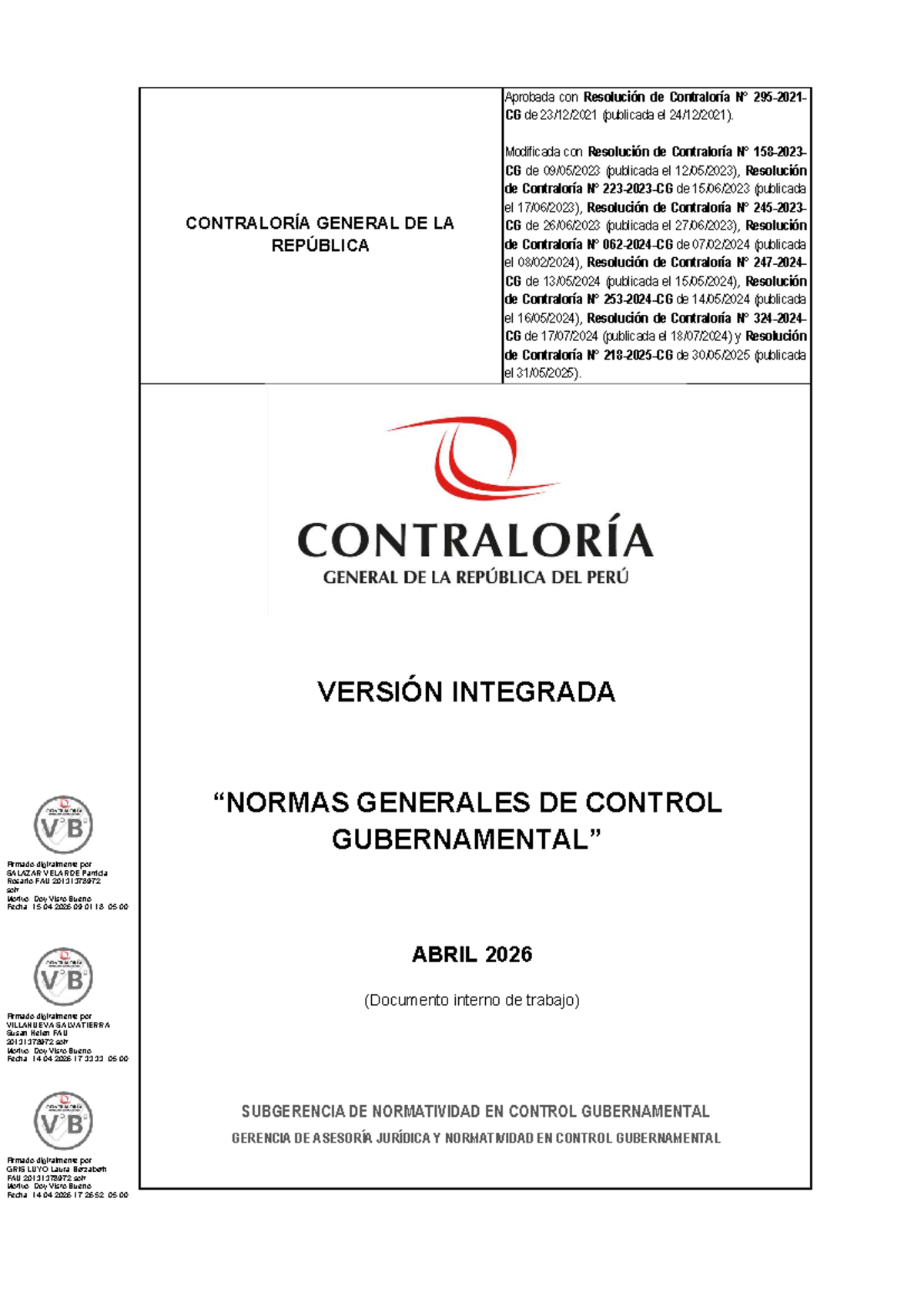 Normas Generales de Control Gubernamental - Versión Integrada (FAU ...