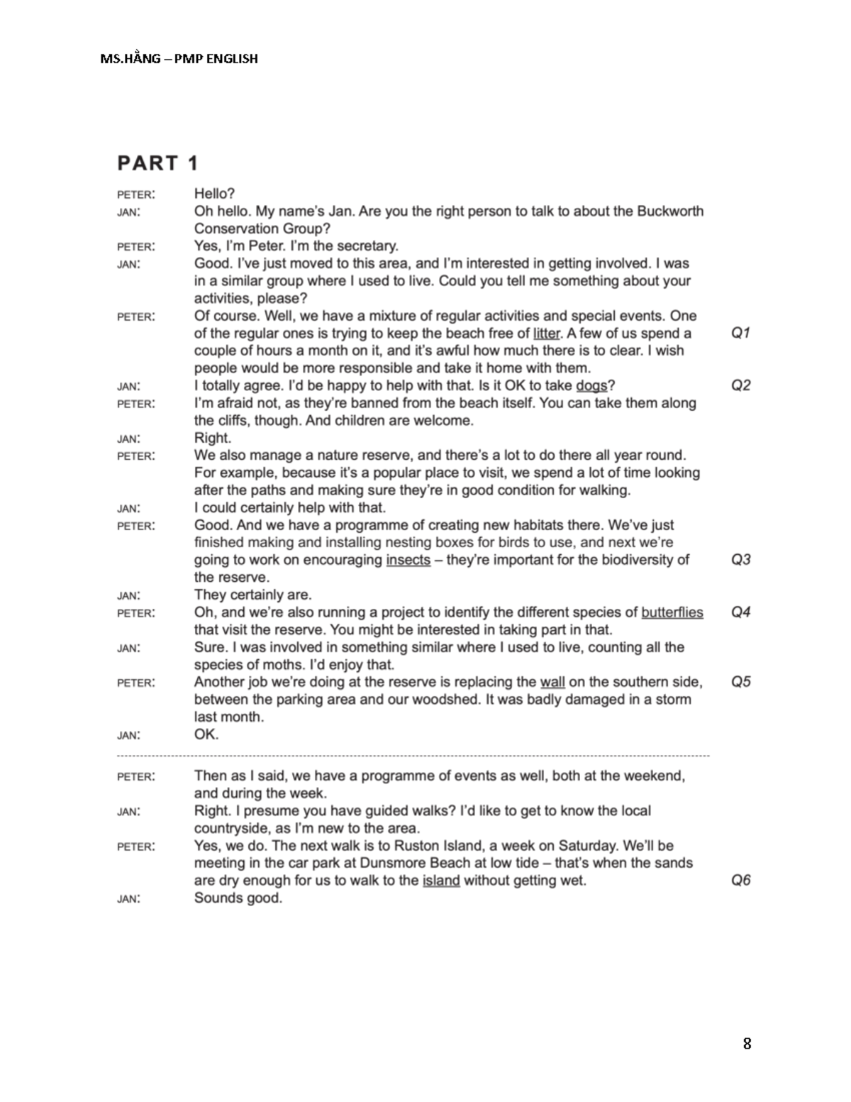 Script - zxczxczxczxczxc - MS PMP ENGLISH PART 1 PETER: Hello? JAN: Oh ...