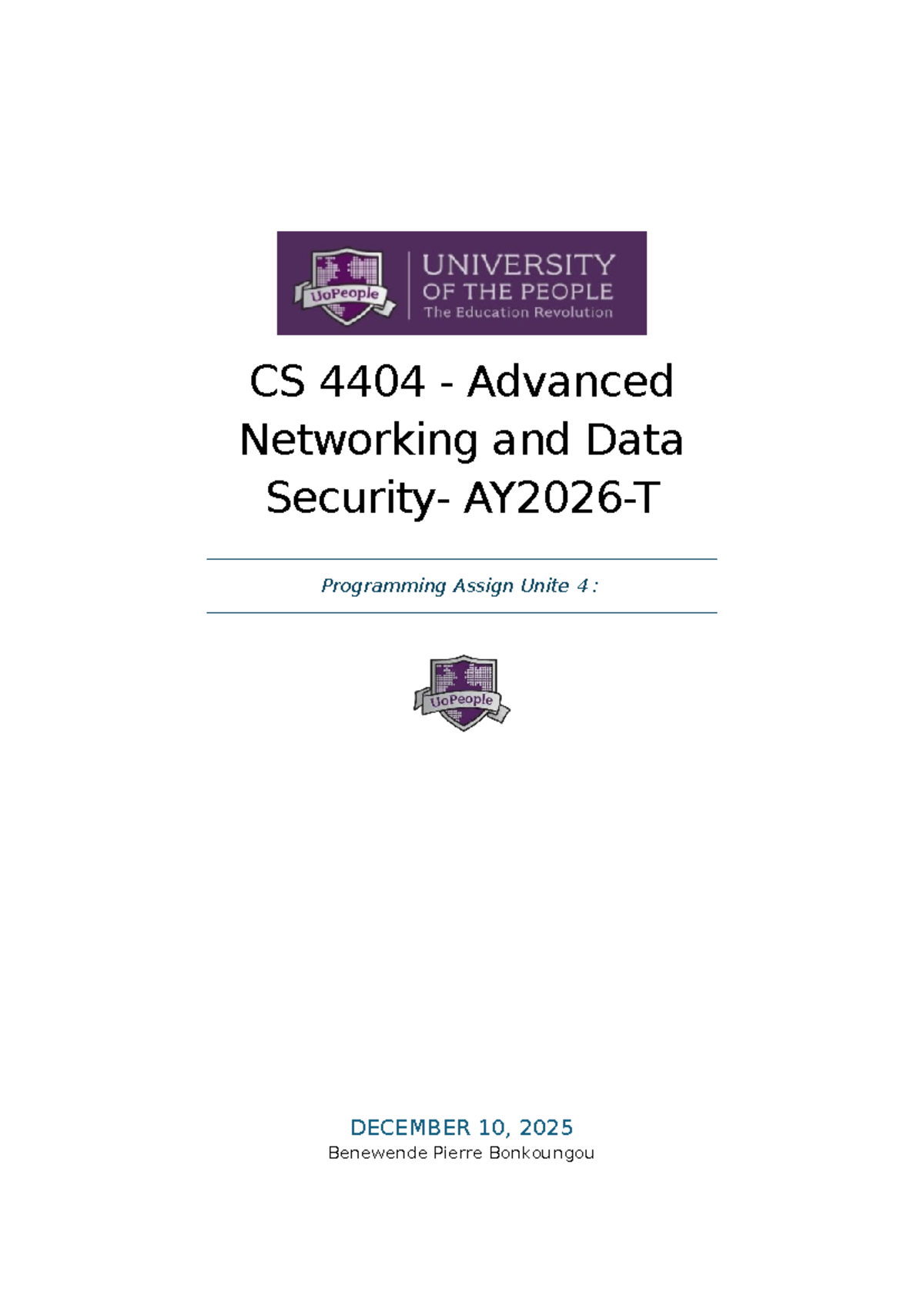 CS 4404 Advanced Networking Programming Assignment 4: Wireshark ...