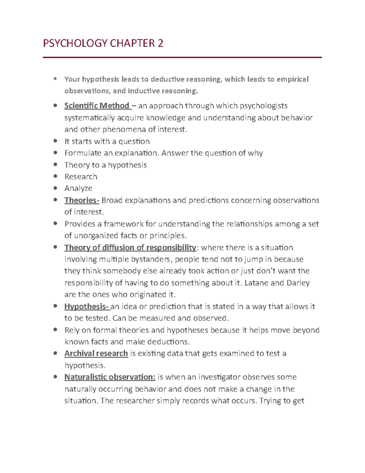 Psychology Notes: Key Concepts from Chapters 2, 3, 6, and 7 - Studocu