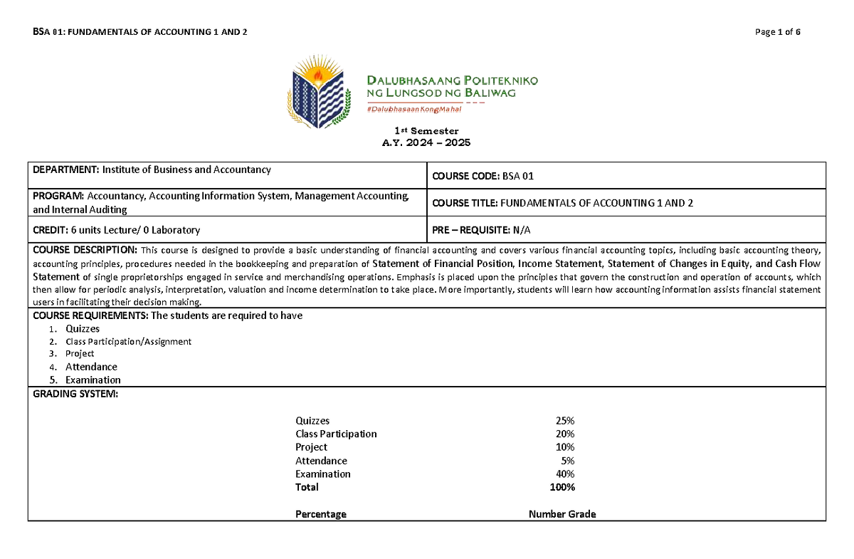 BSA01 Midterm Exam Notes for Fundamentals of Accounting 1 and 2 - Studocu