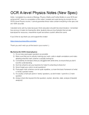 OCR A Physics Formula Sheet - 2 0 5 1 6 3 7 1 3 8 * Physics A © OCR ...