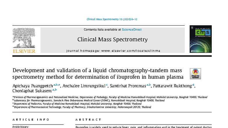 Development and Validation of LC-MS/MS Method for Ibuprofen in Plasma ...