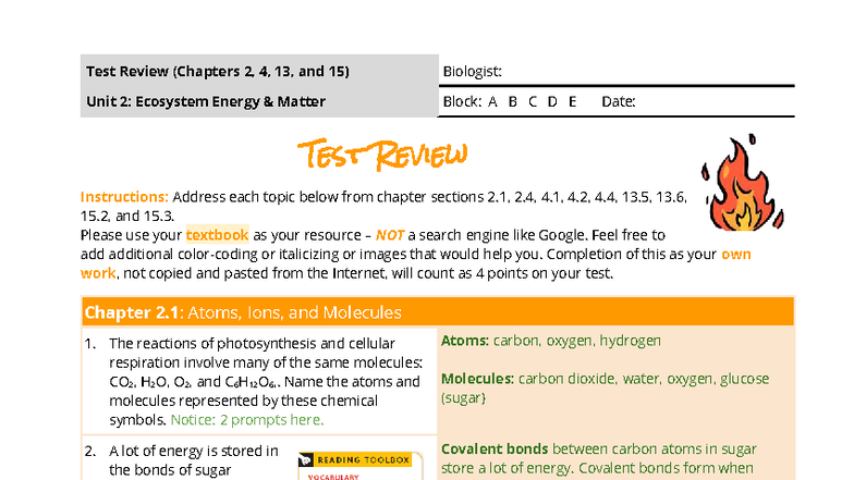 Unit 2 Test Review (Chapters 2, 4, 13, 15) - Answer Key 2025 - Studocu
