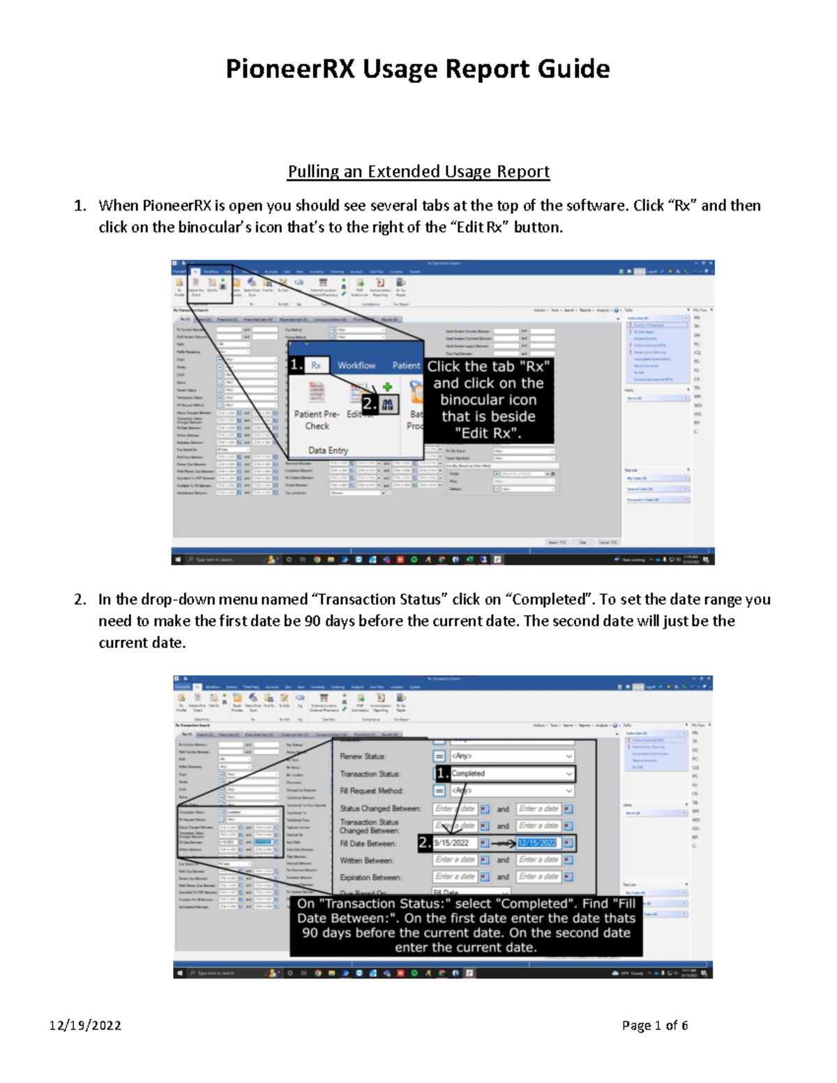 PioneerRX Usage Report Guide: Extended Report Instructions - Studocu