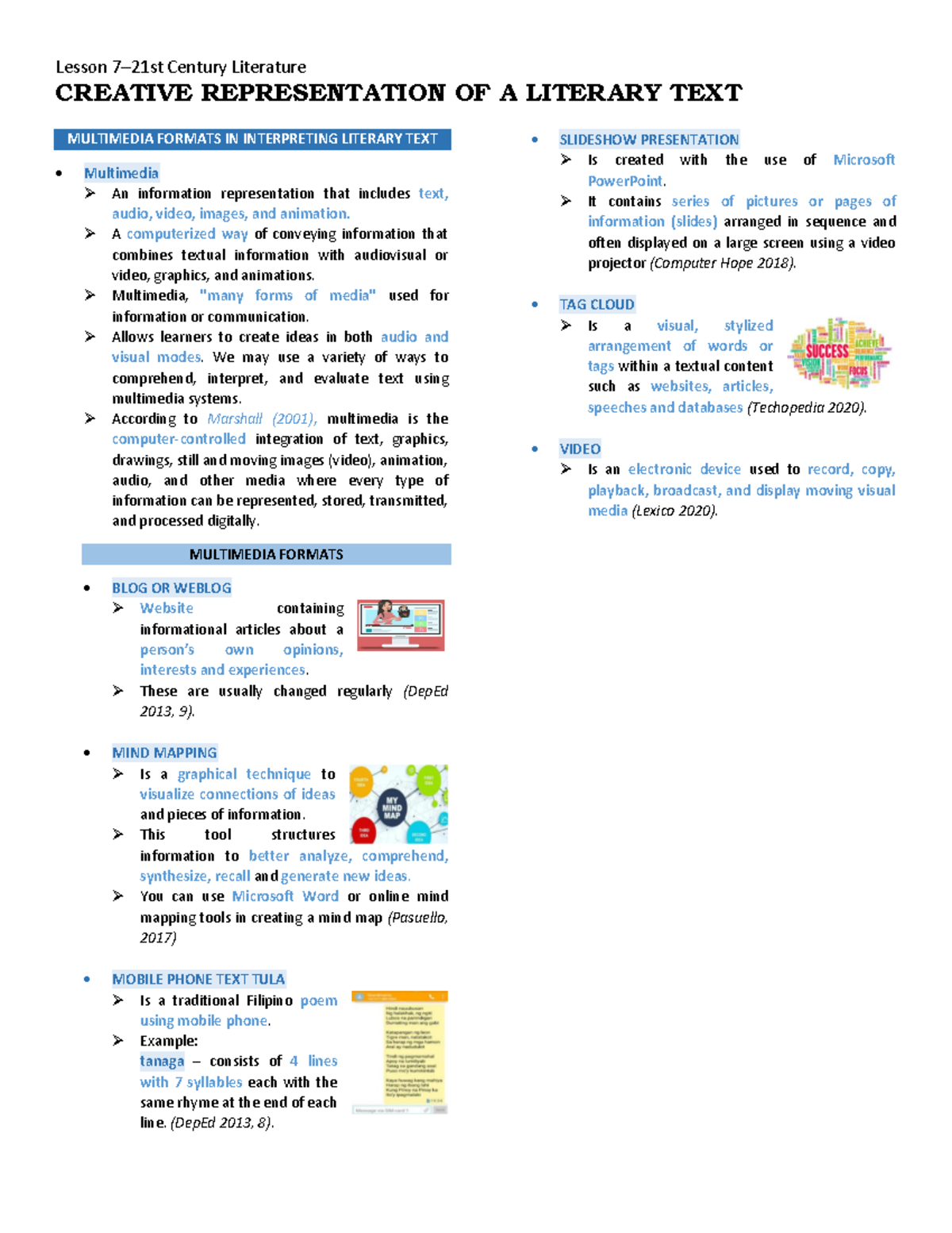 7 - CREATIVE REPRESENTATION OF A LITERARY TEXT - Lesson 7–21st Century ...