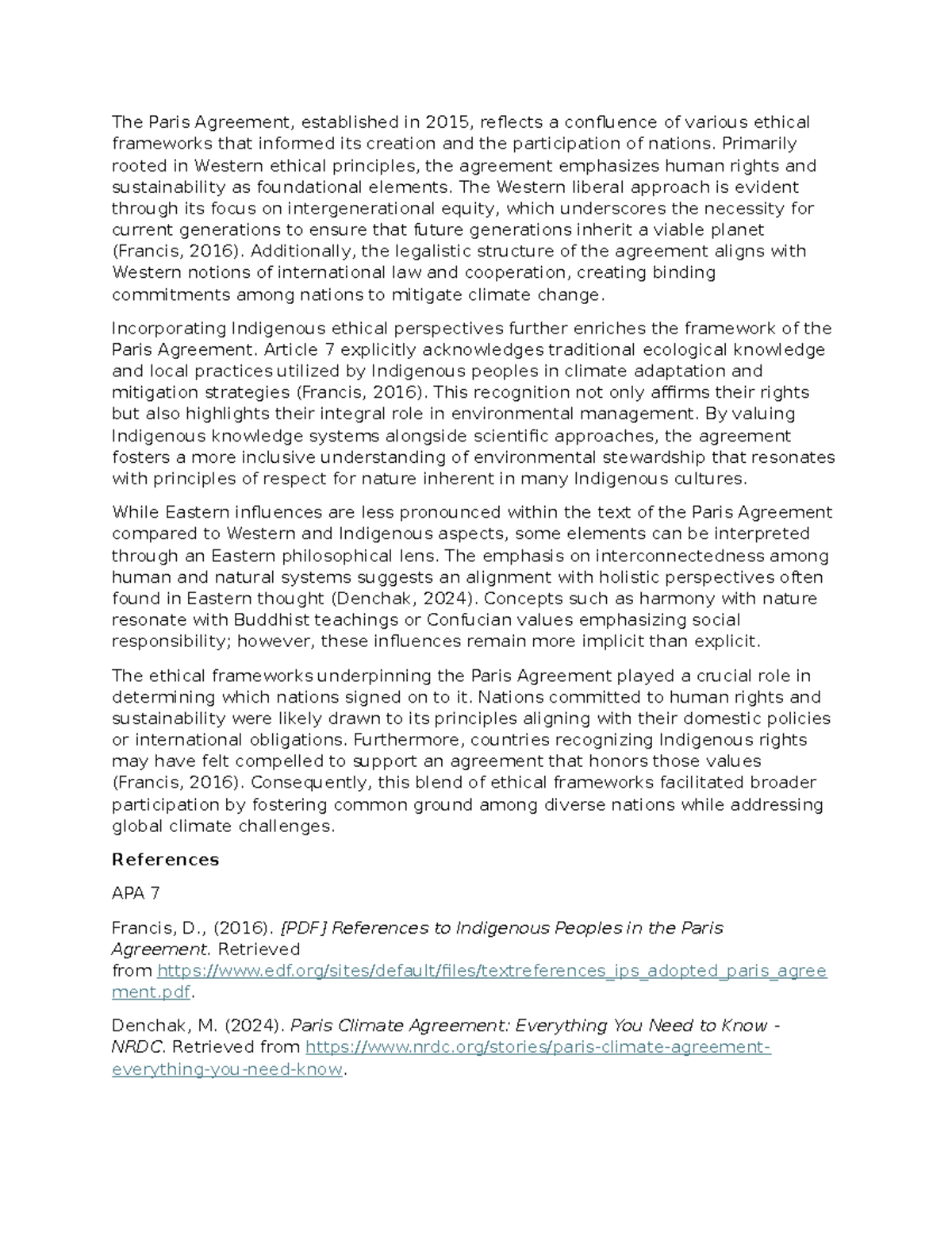 Ethical Frameworks in the Paris Agreement: A Comprehensive Analysis ...