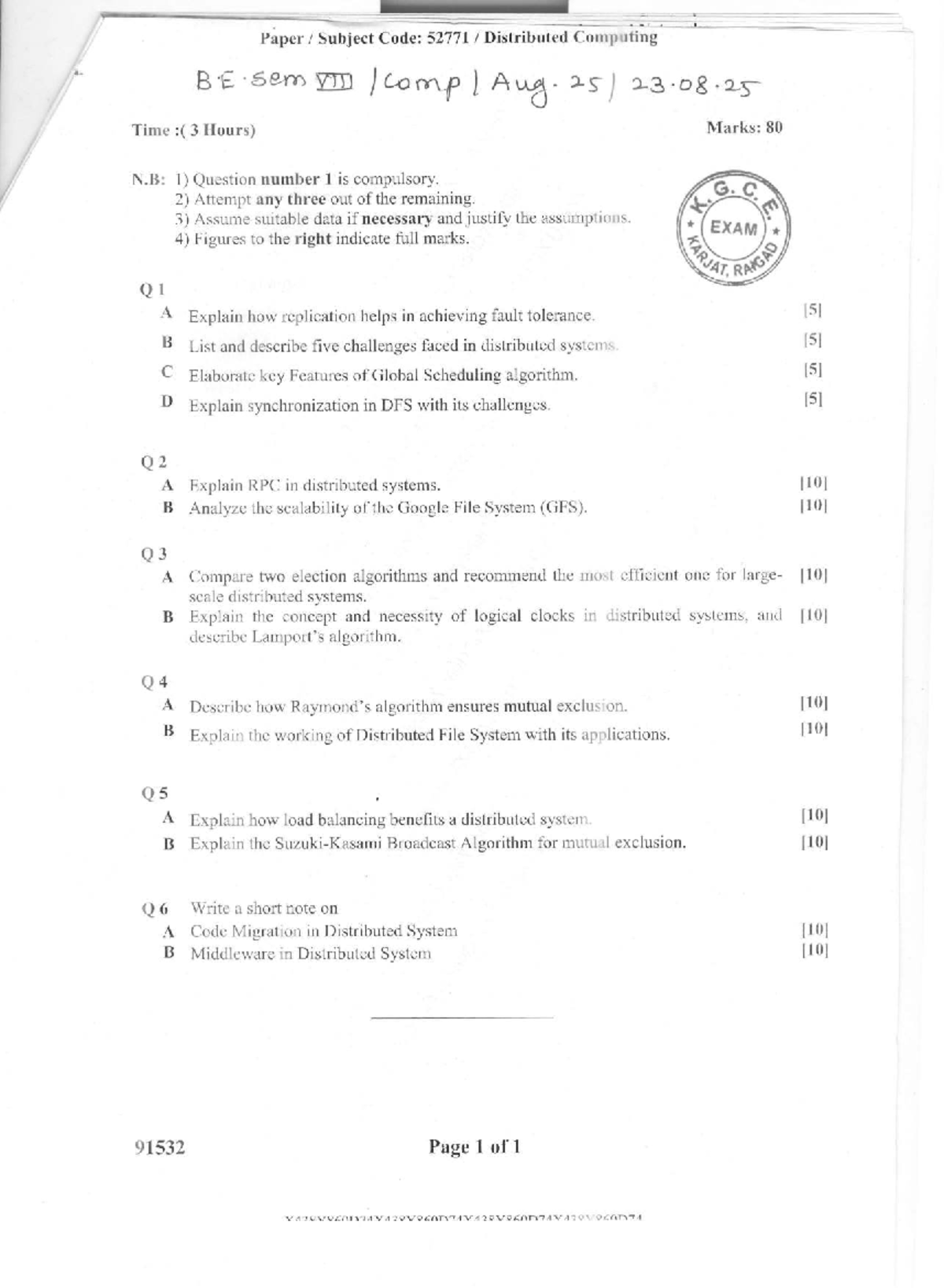 COMP 52771 Distributed Computing & 52773 Digital Forensics Exam Papers ...
