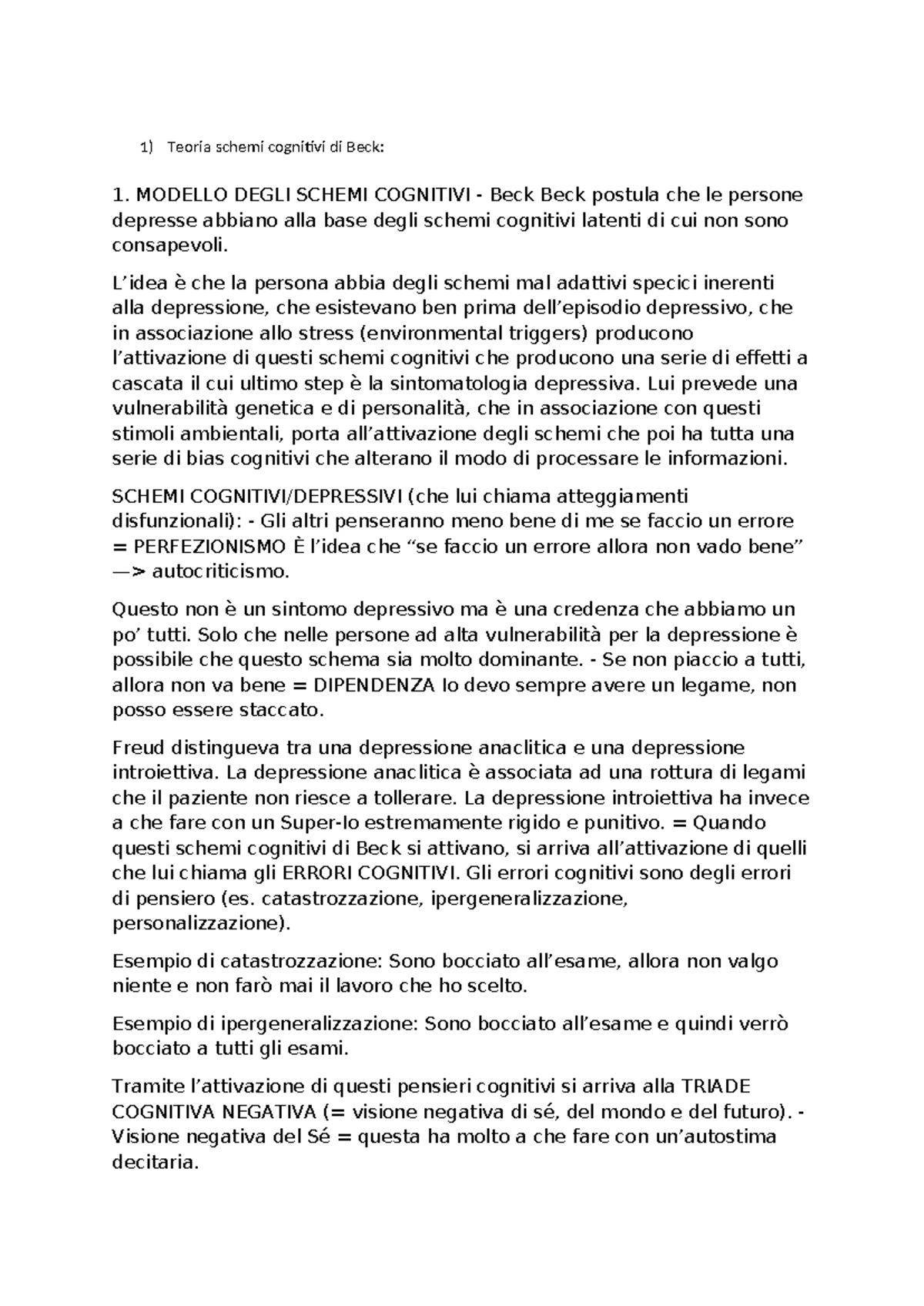 Teoria degli Schemi Cognitivi di Beck: Modelli e Implicazioni Cliniche ...