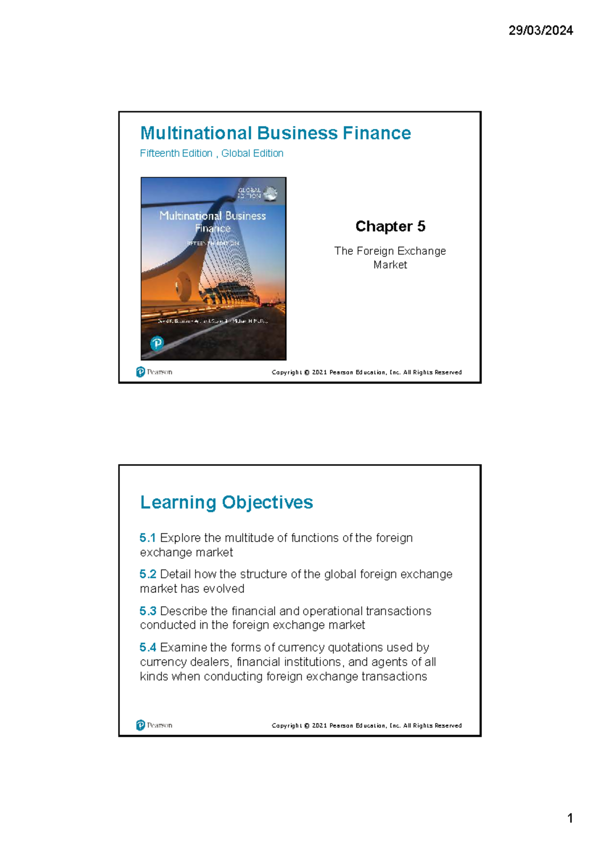 Lecture 4: Ch5 - The Foreign Exchange Market Overview and Functions ...