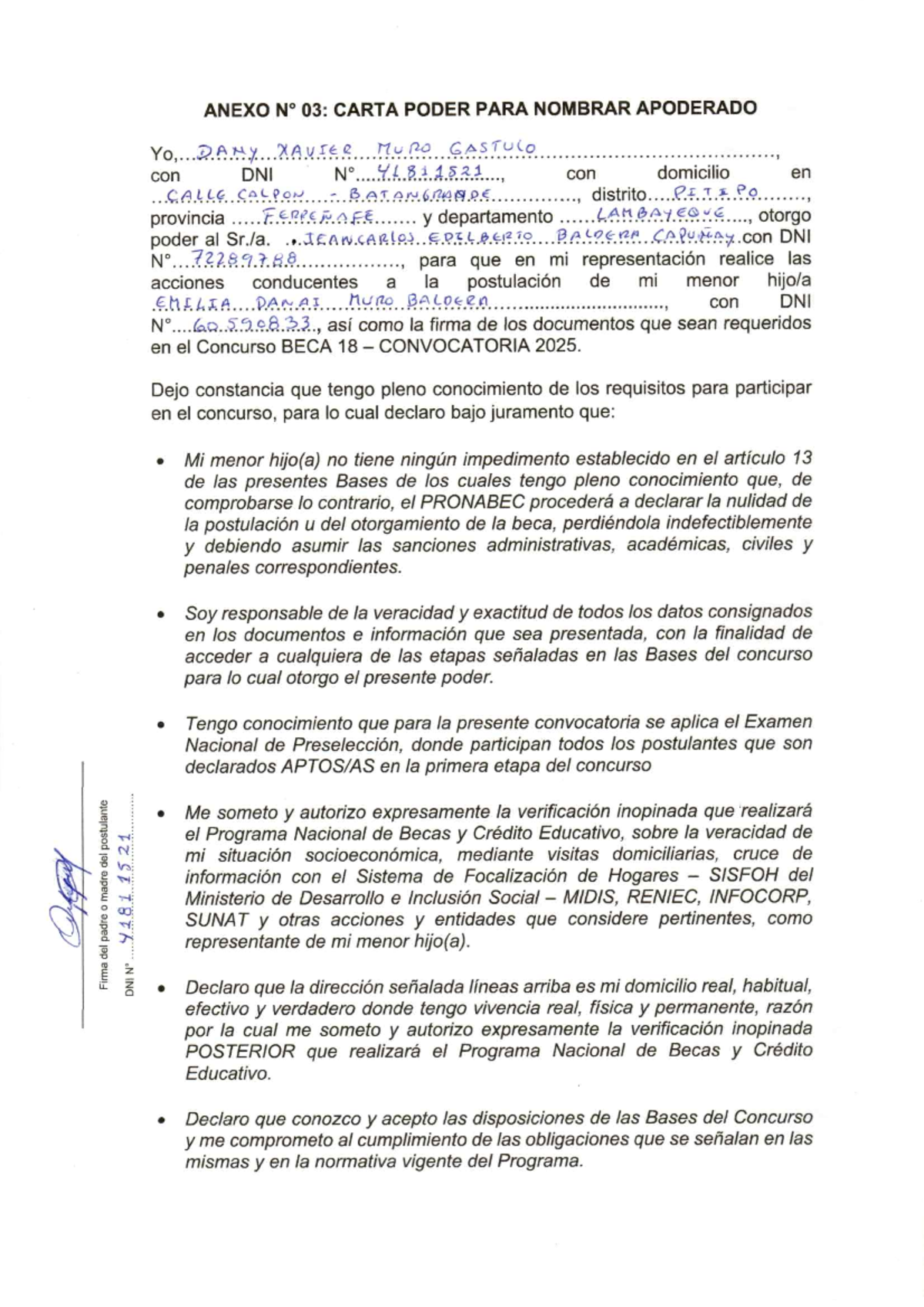 Carta Poder para Nombrar Apoderado - Concurso Beca 18 2025 - Studocu