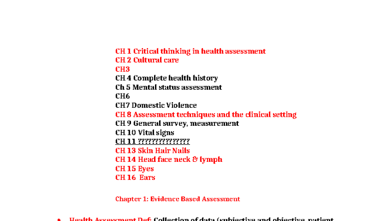 HA 101 Study Guide: Critical Thinking & Health Assessment - Studocu