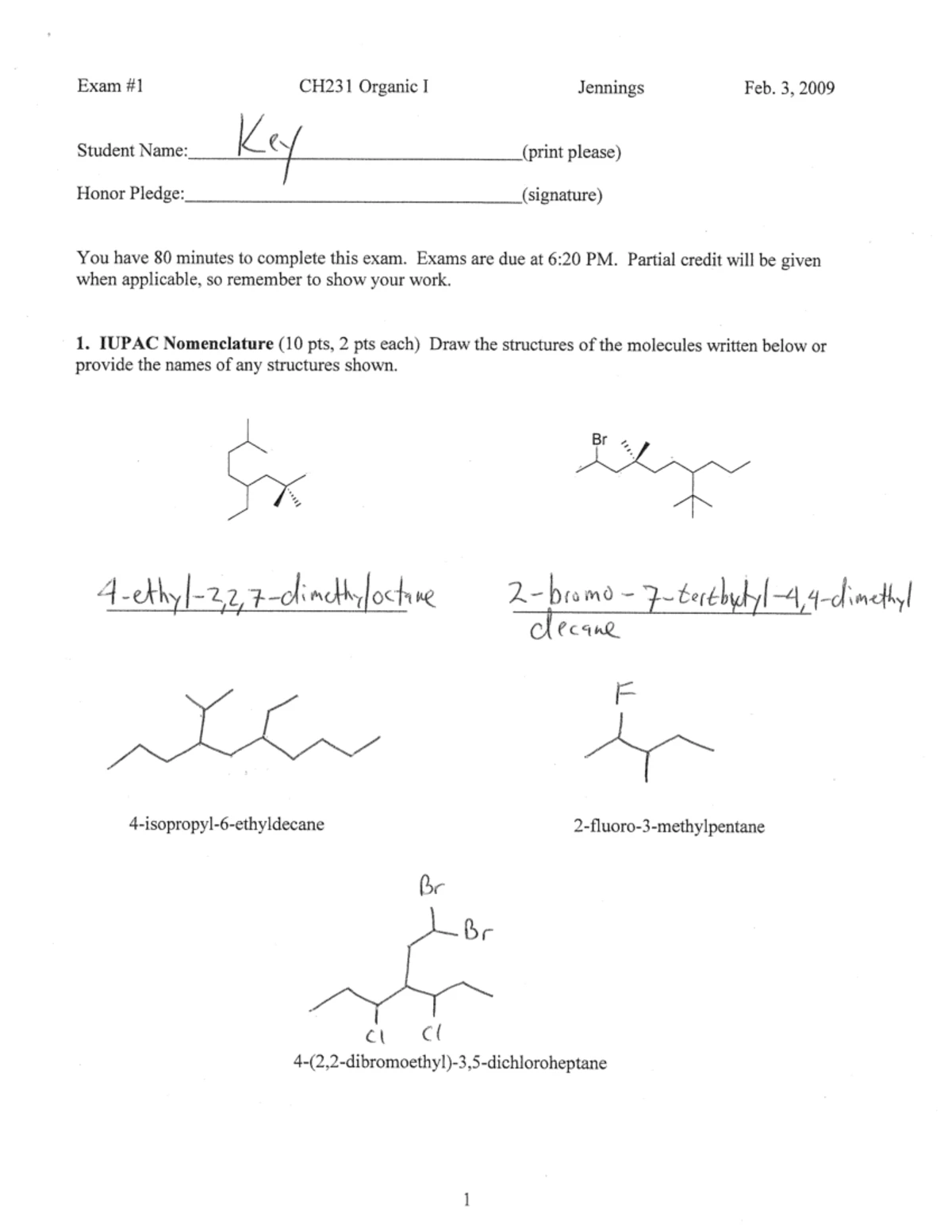 Orgo Practice Work - CH 231 - 5. Describe the reaction conditions for ...