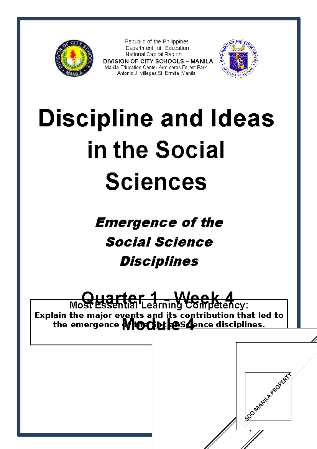 DISS Q1 Mod4 Emergence-of-Social-Science-Diciplines - Most Essential ...