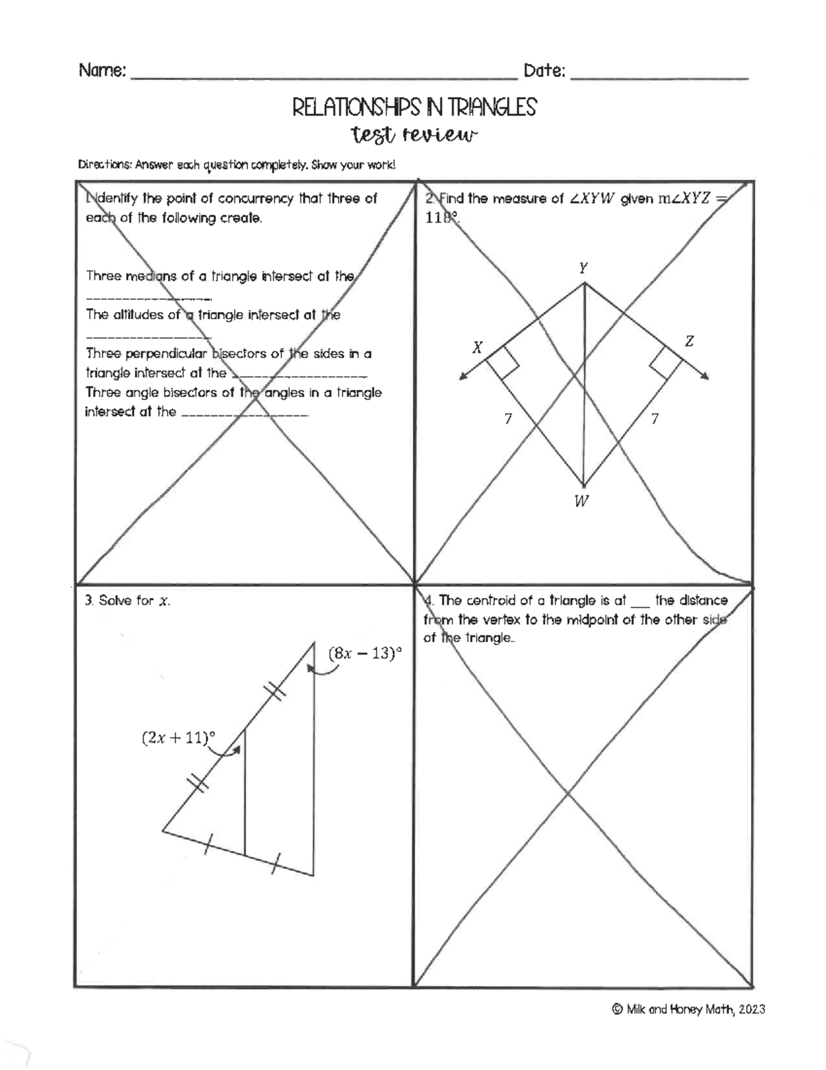 Relationships in Triangles: Test Review (MATH 2023) - Studocu