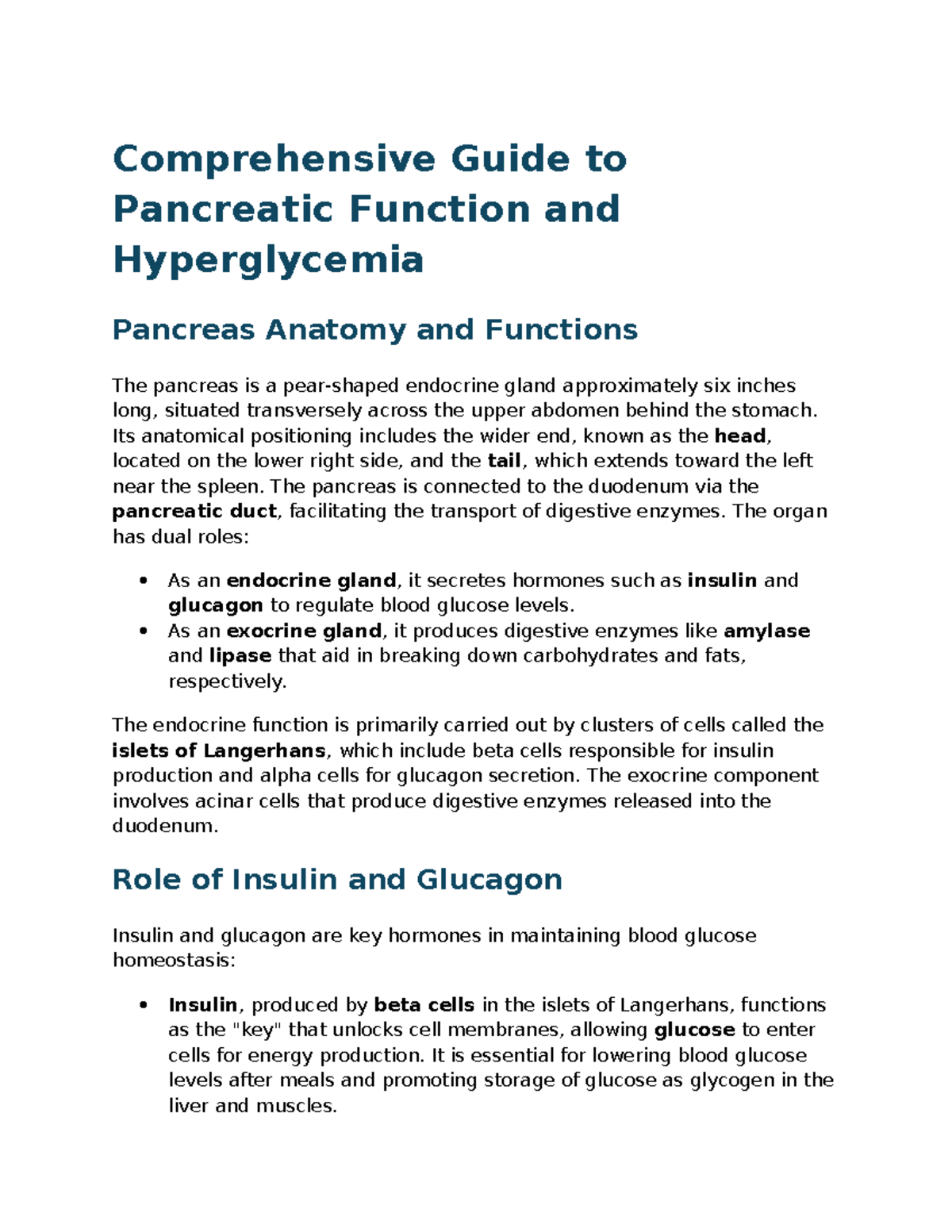 Comprehensive Overview of T1DM Care and Management: Anatomy, Function ...