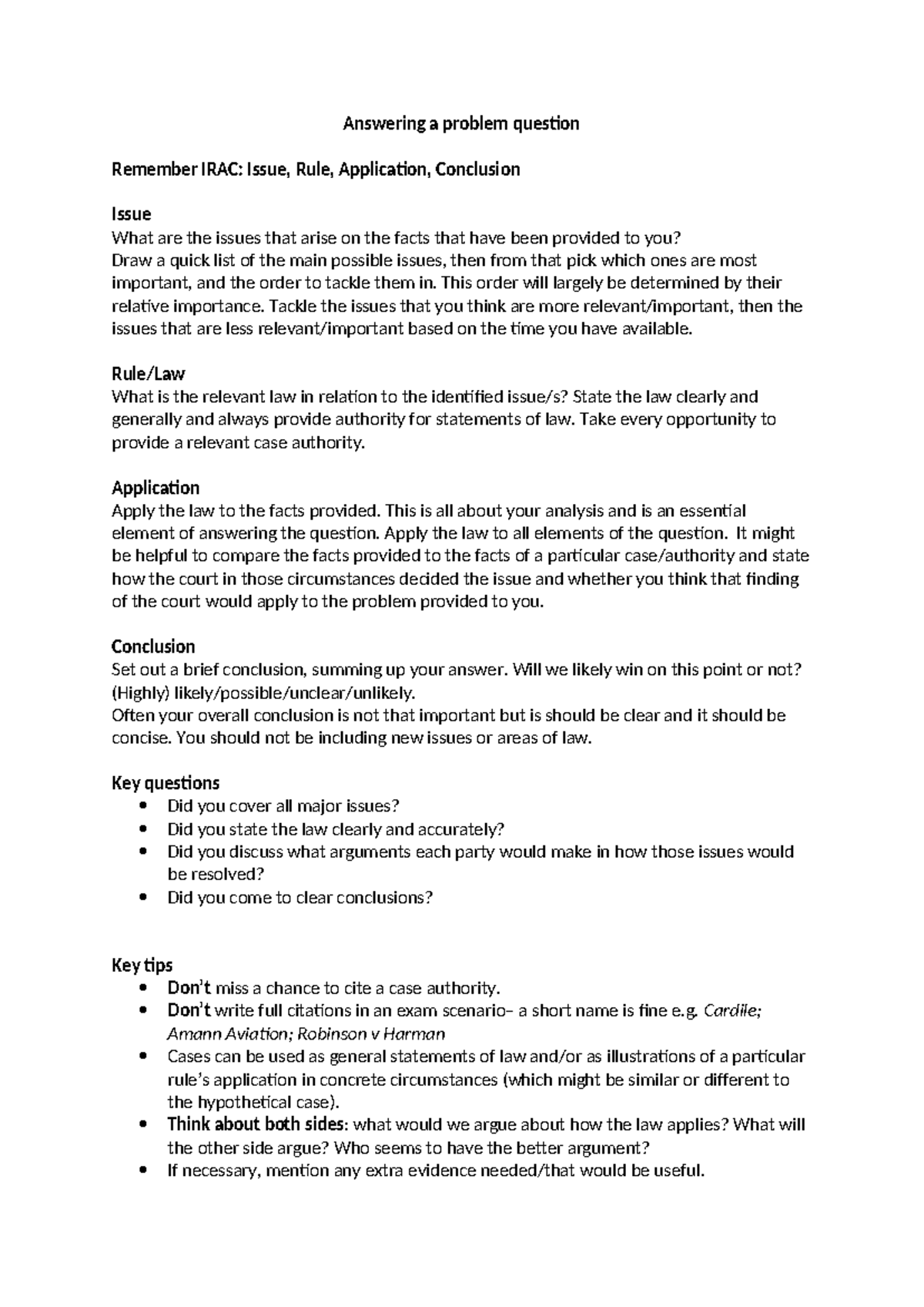 Answering a problem question- Contract Law - Answering a problem ...