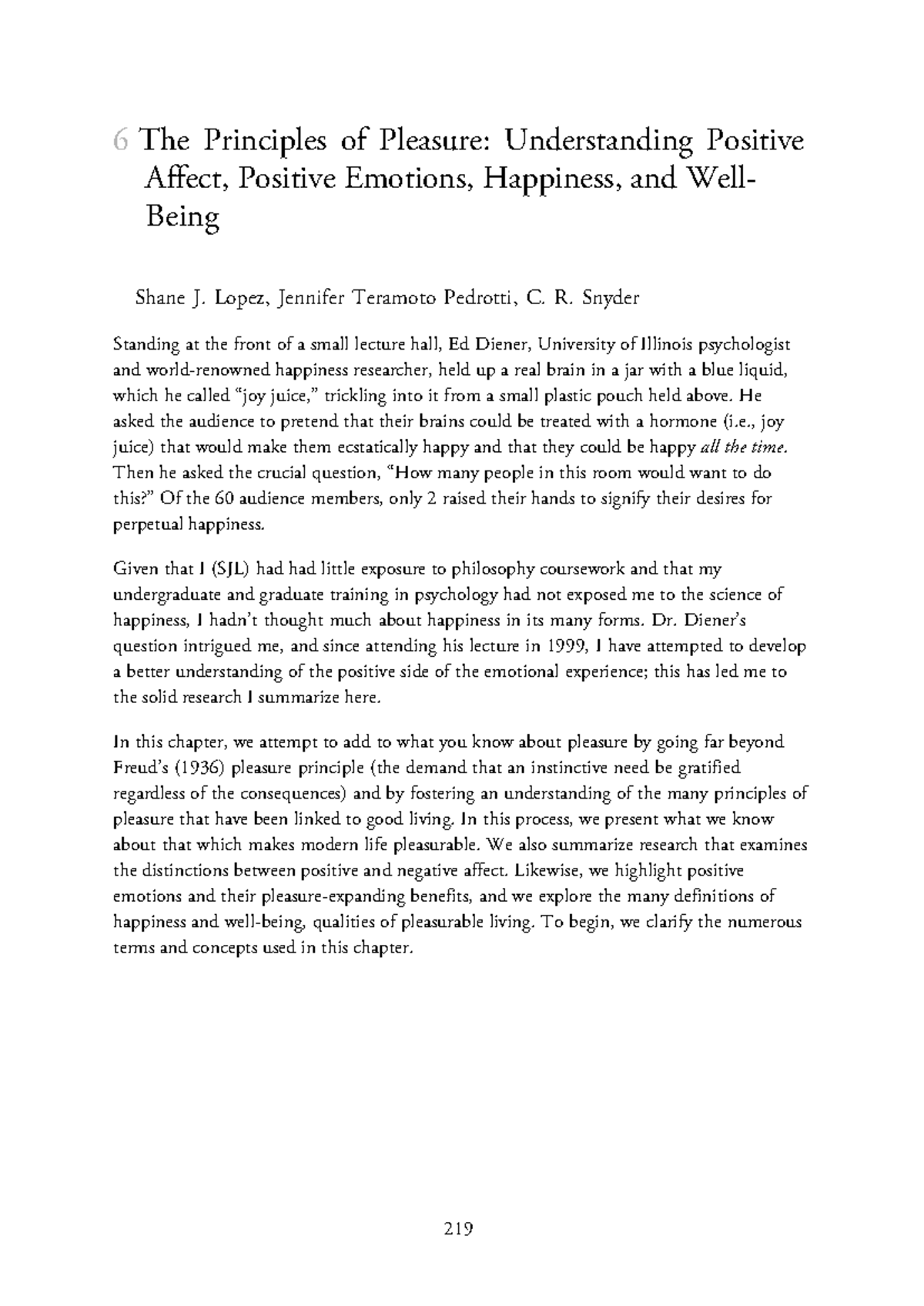 SOC 2QD: Principles of Pleasure and Positive Emotions in Well-Being ...
