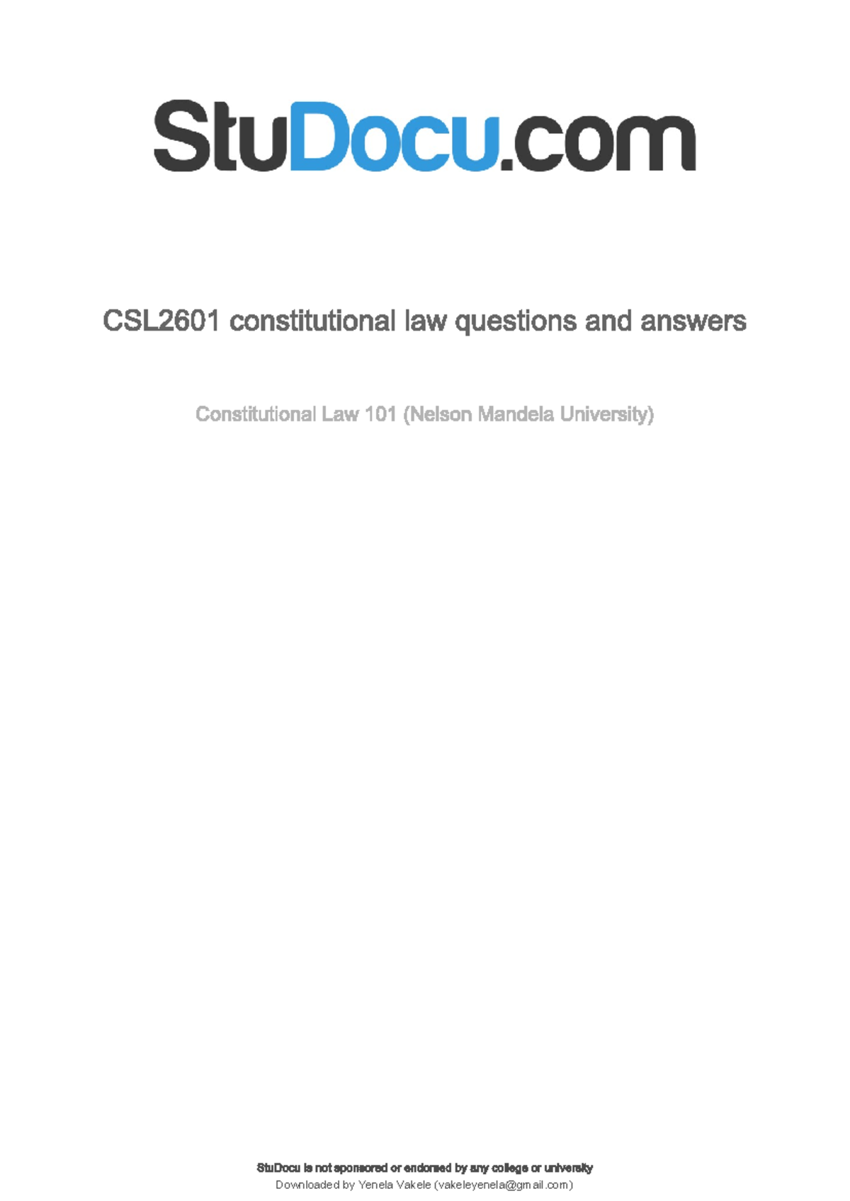 Constitutional Law Q&A - Key Concepts and Exam Prep Notes - Studocu