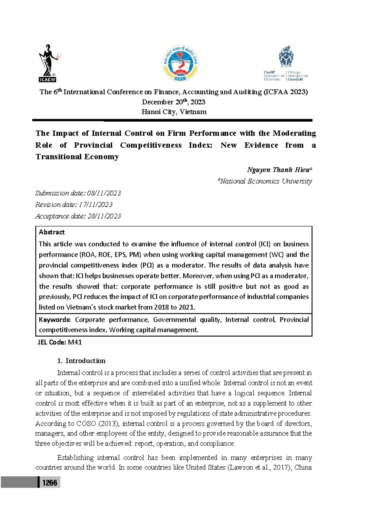 The Impact of Internal Control on Firm Performance: Evidence from ...