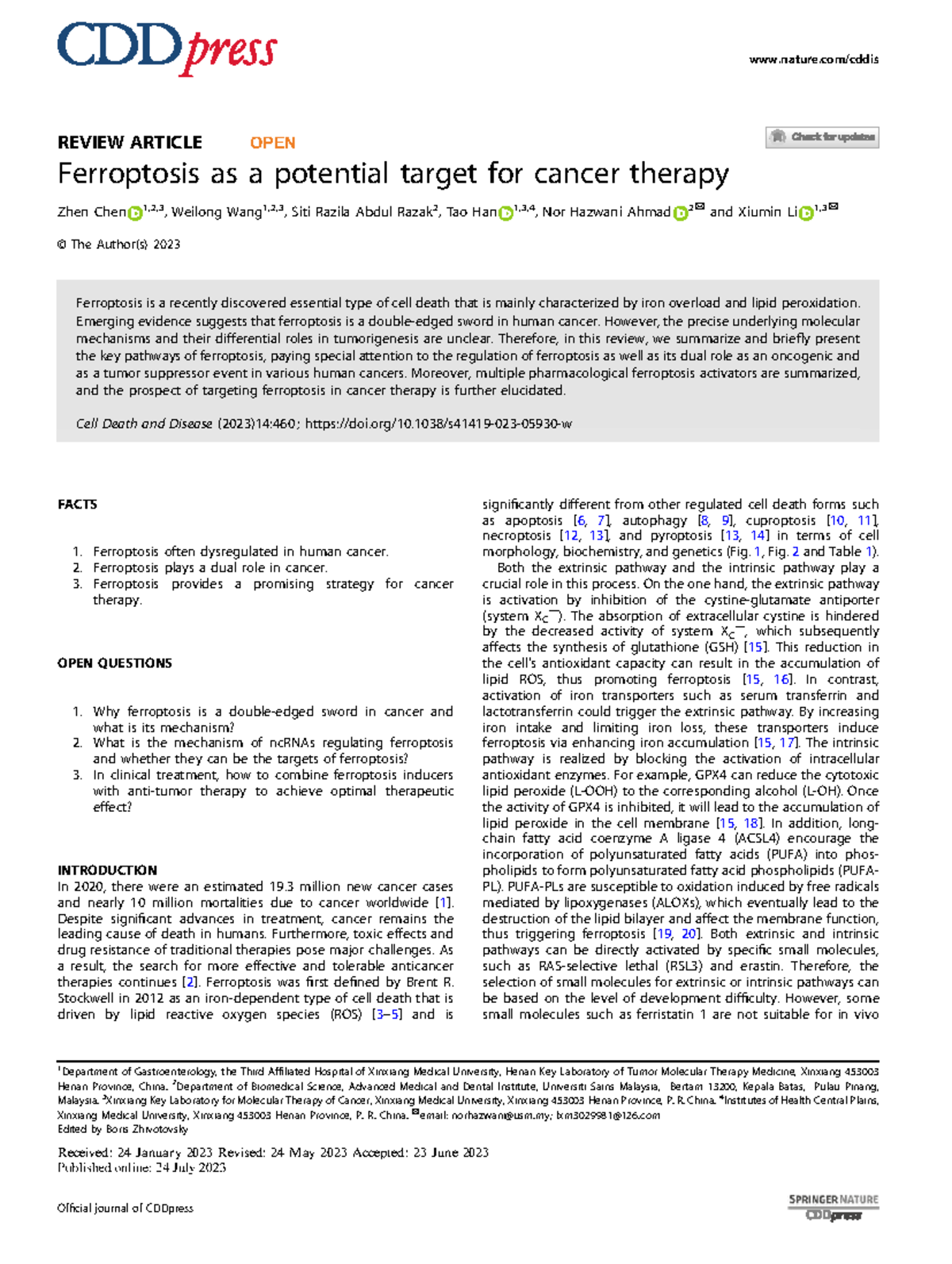 Ferroptosis in Cancer Therapy: Mechanisms and Therapeutic Potential ...