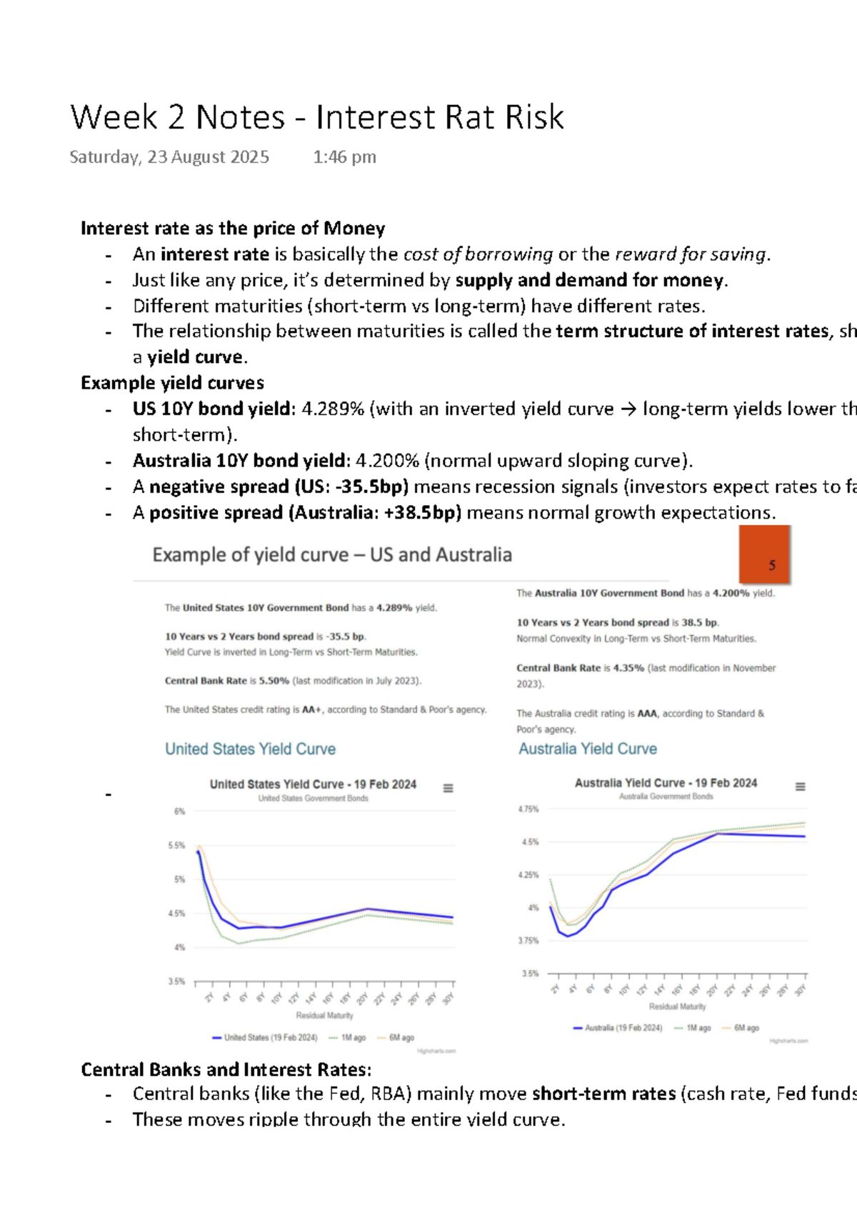 Week 2 Notes - Interest Rate Risk Analysis - Studocu