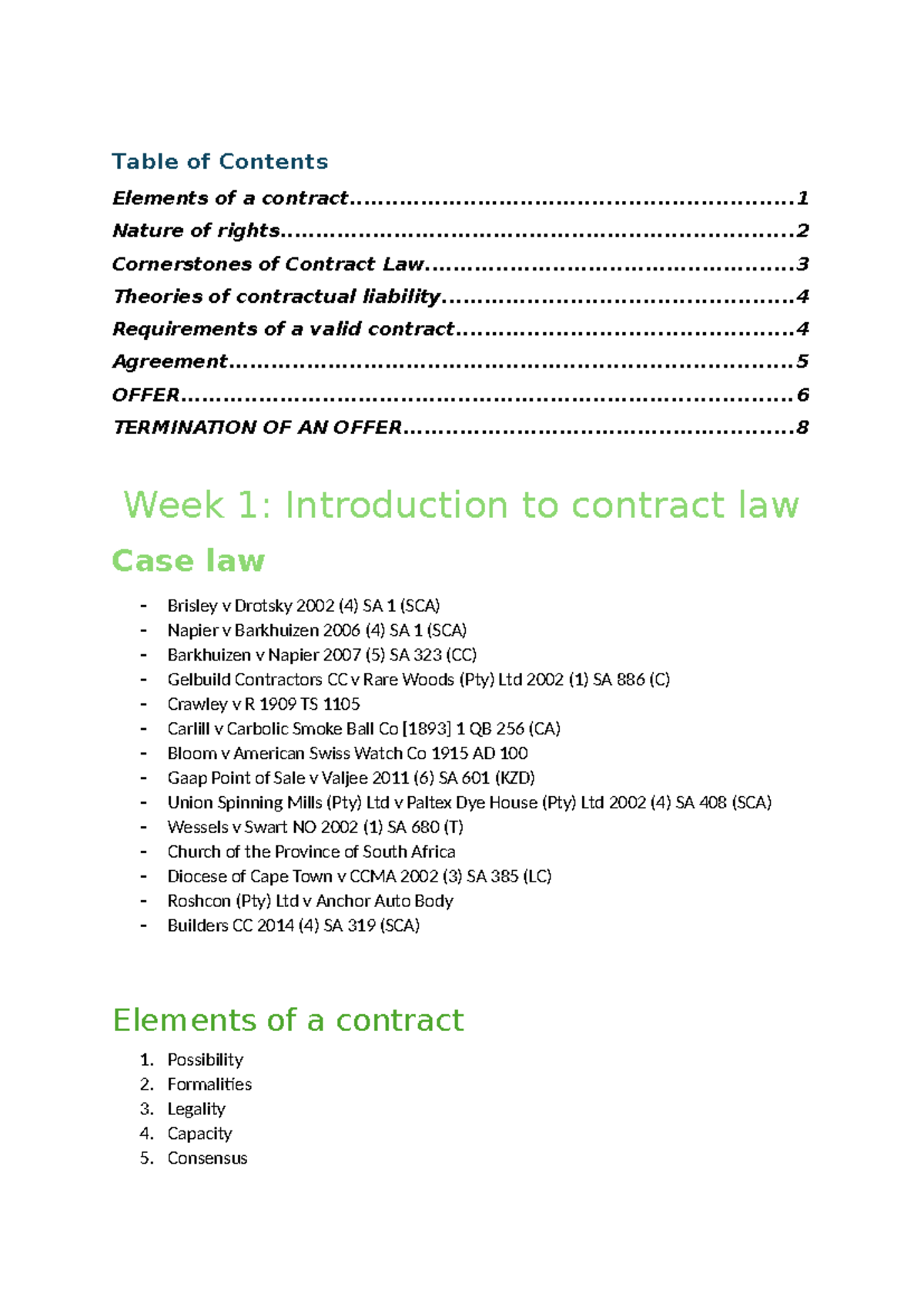 Intro to Contract Law: Key Elements & Case Studies (LAW101) - Studocu