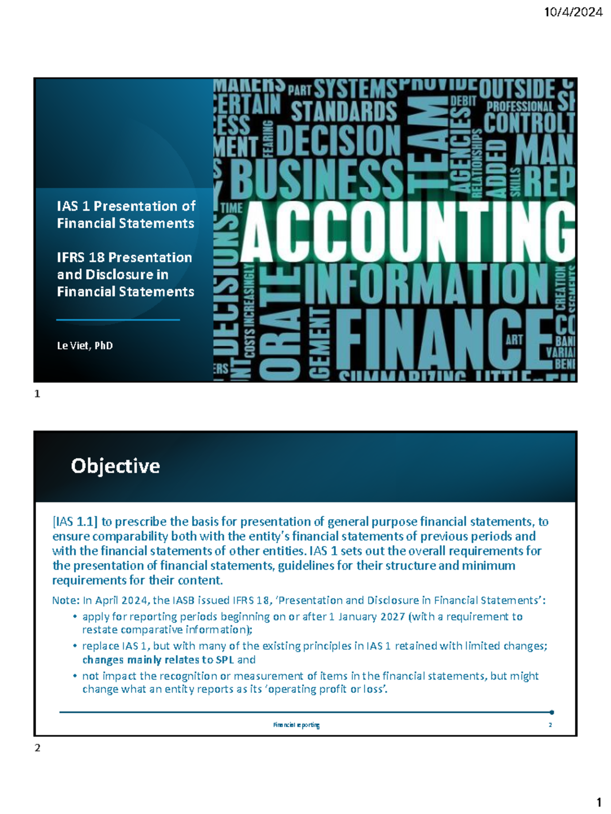 IAS 1 & IFRS 18 Summary - BUOI 1 - KTQT Financial Reporting Principles ...