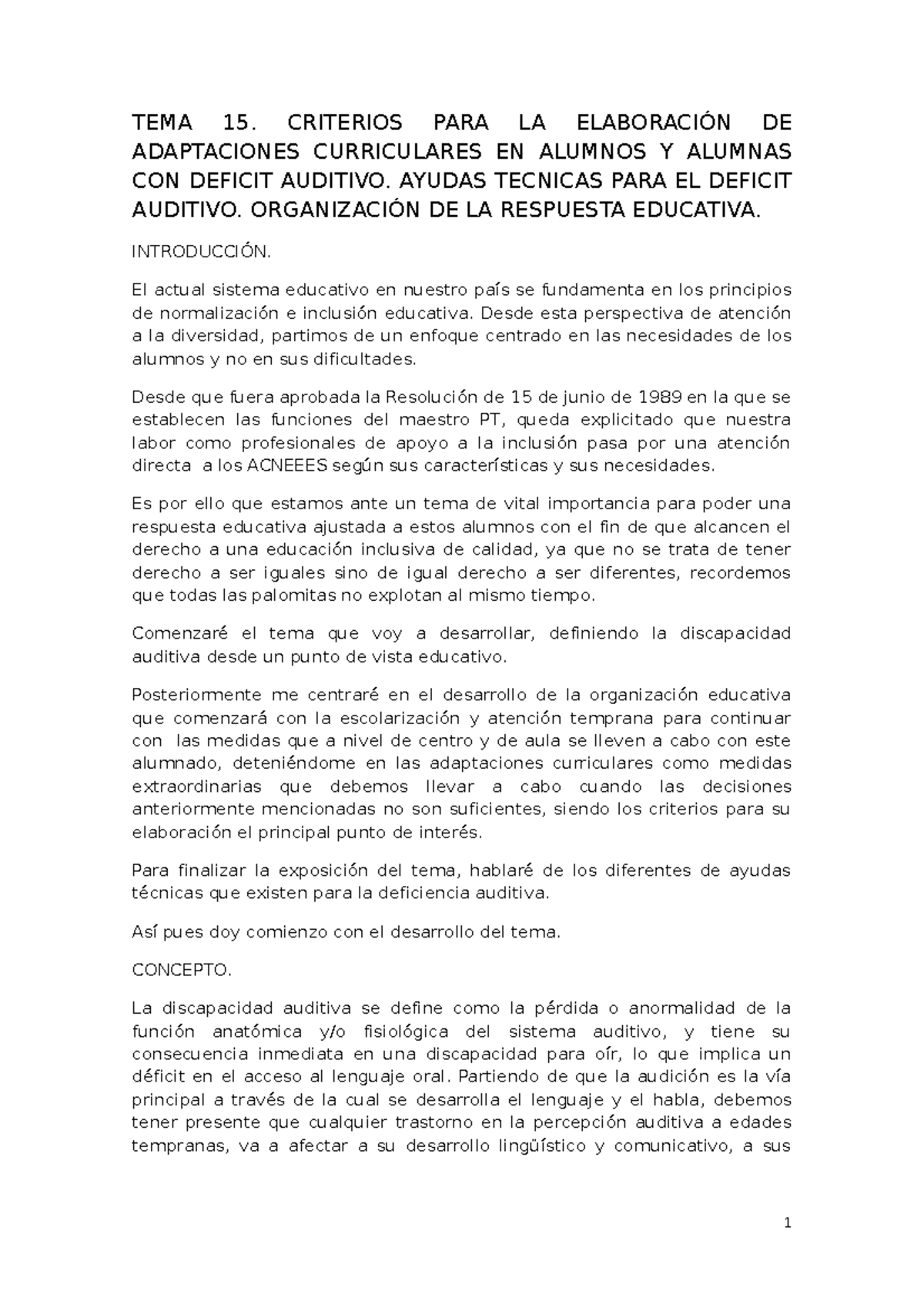 TEMA 15: Criterios y Ayudas para Adaptaciones Curriculares en DA - Document Preview