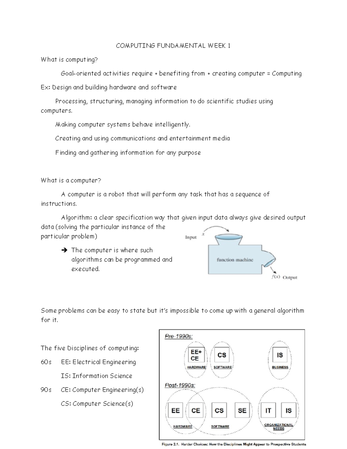 Computing Fundamentals CS101: Week 1 Overview and Key Concepts - Studocu