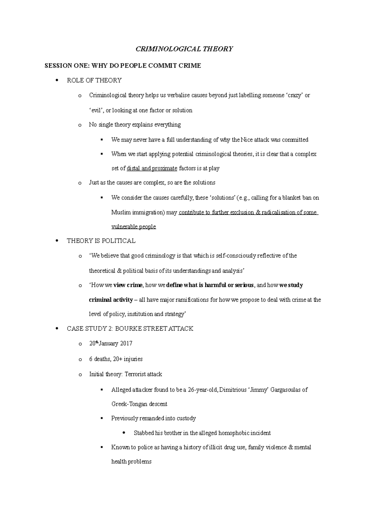 CRIM 101: Criminological Theory Overview & Key Concepts - Studocu