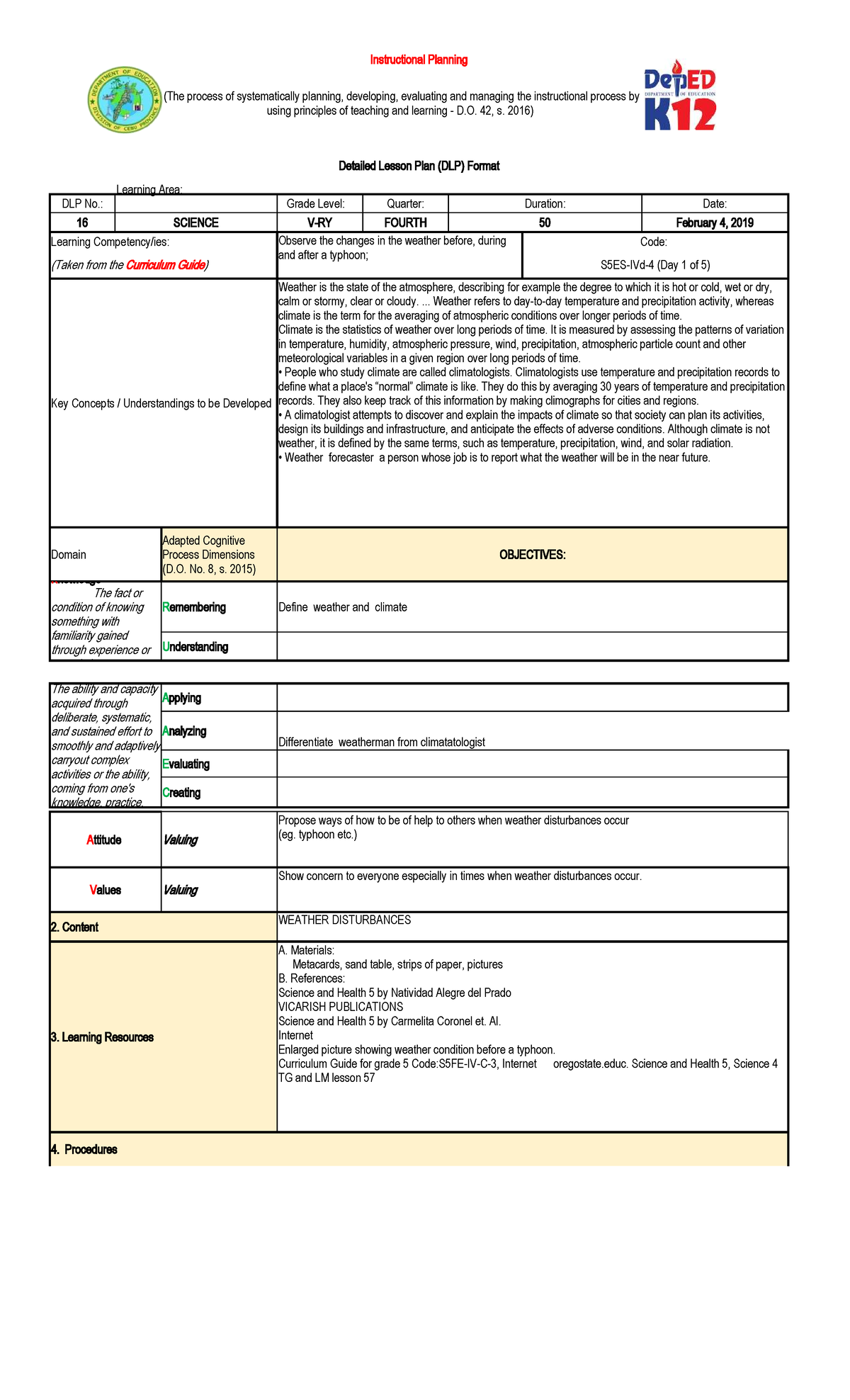 DLP: Weather and Climate - Understanding Key Concepts in Grade 5 ...