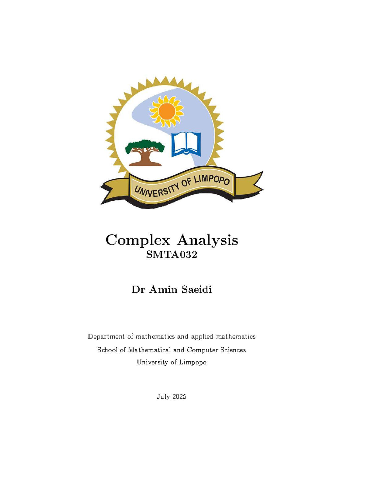 SMTA032 2025 - Comprehensive Study Guide on Complex Analysis - Studocu