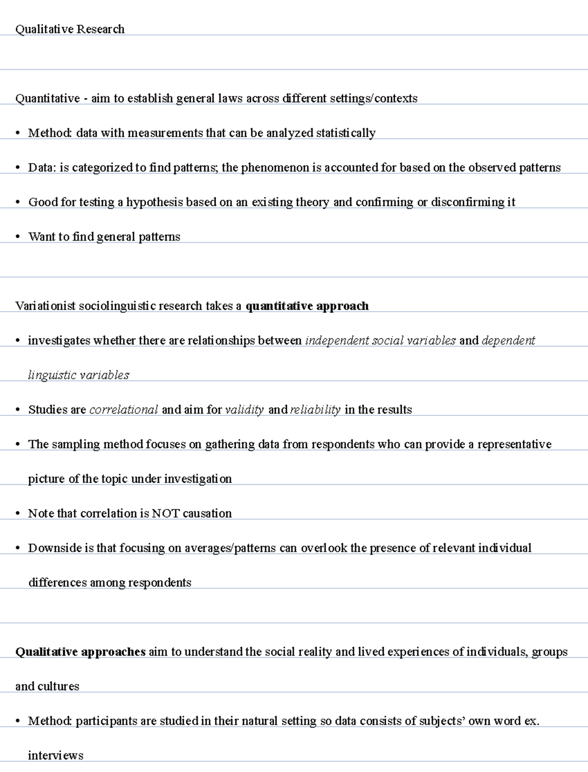 Lecture 6 - Oct 16: Exploring Qualitative Research Methods - Studeersnel