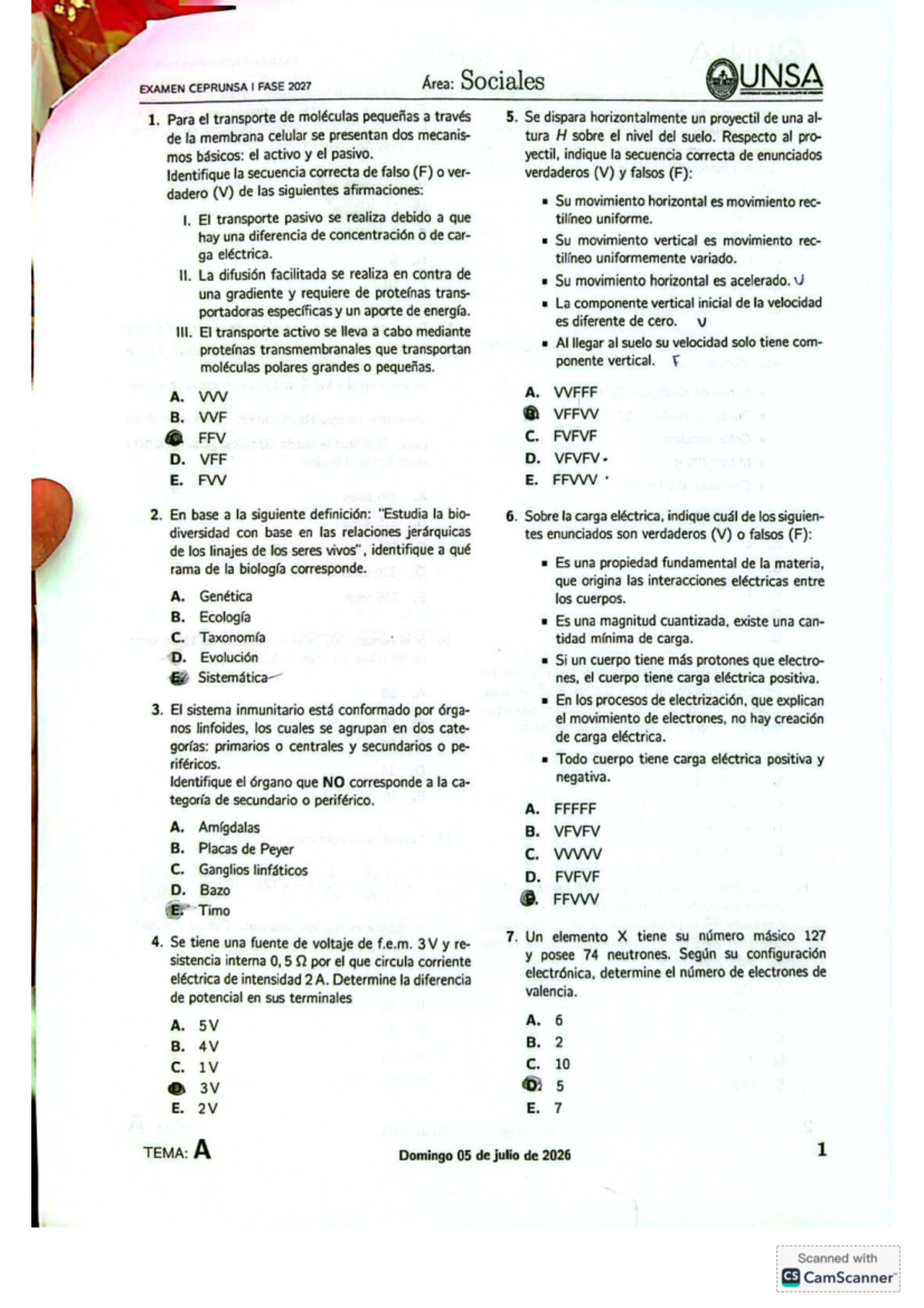 EXAMEN CEPRUNSA FASE 2027 - Área: Sociales UNSA - Document Preview