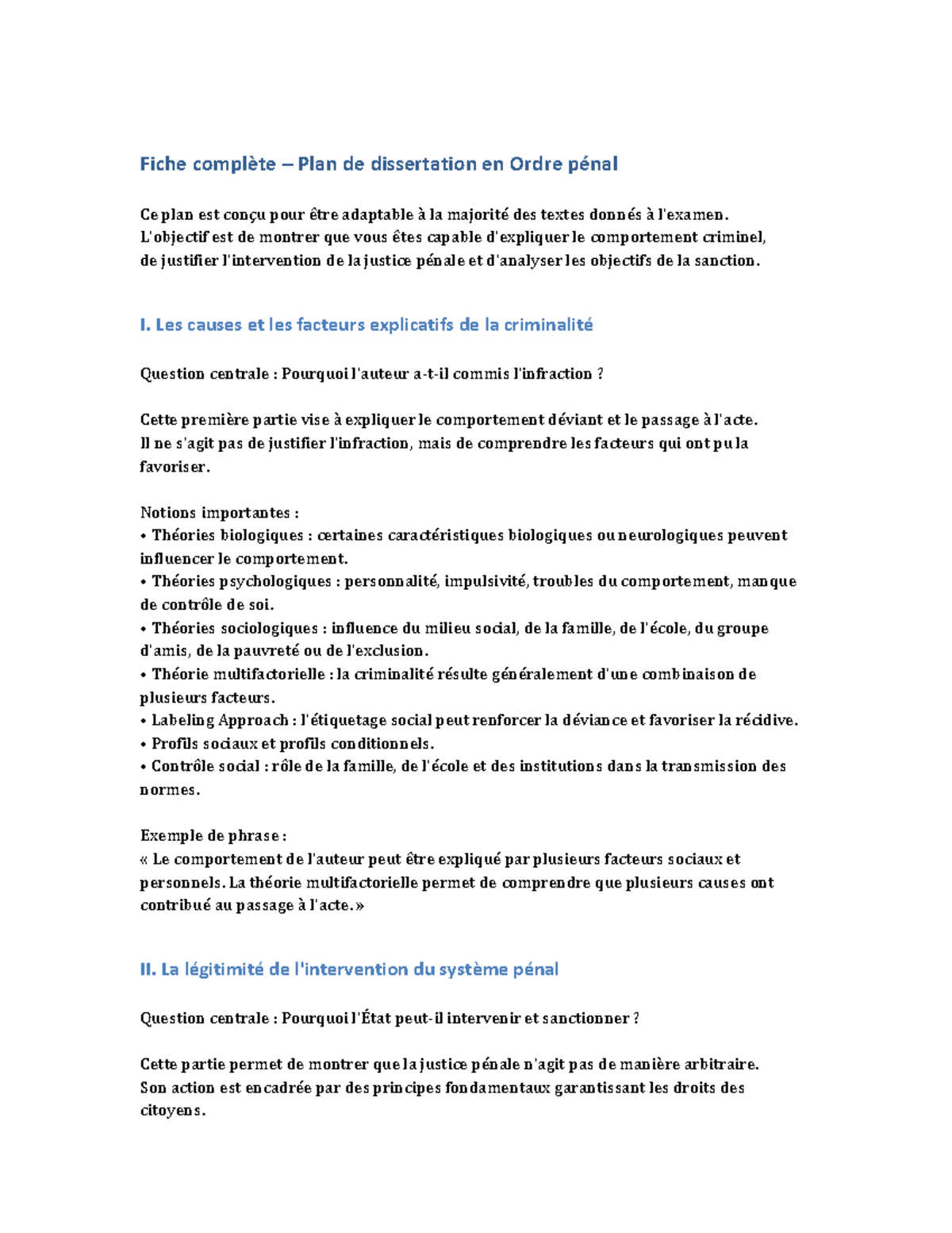 Plan de Dissertation en Dpen : Comprendre la Criminalité et la Justice ...